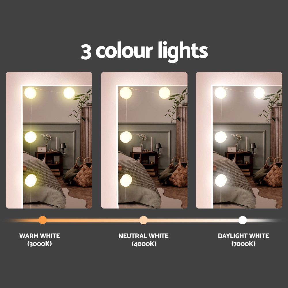Artiss Vanity Dressing Table Set with Stool & 10 LED Bulbs - White Debbie Makeup Desk for Bedroom & Bathroom | Perfect for Makeup Application & Beauty Storage