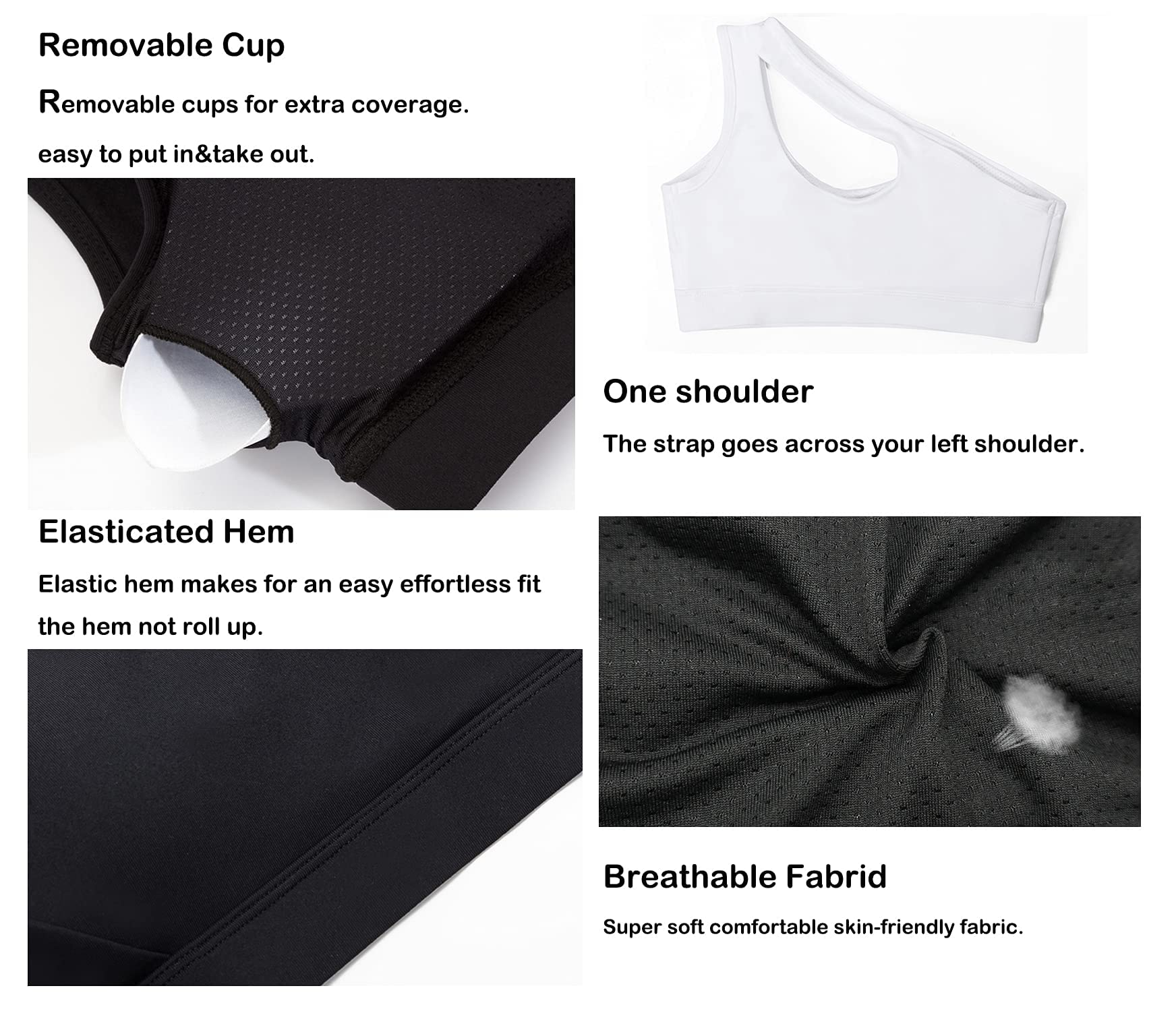 MATHACINO Women's One Shoulder Sports Bra - Sexy & Cute Medium Support Workout Top for Yoga, Gym & Running | Perfect for Fitness, Dance & Active Lifestyle