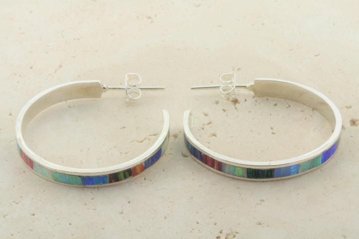Opal Mix XL Hoop Stud Earrings for Women - Elegant Dangle Earrings for Party, Wedding & Everyday Wear