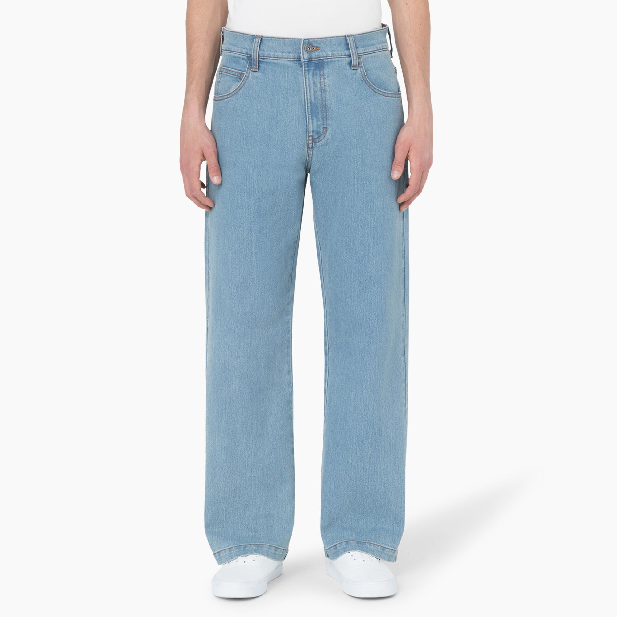 Dickies Skateboarding Wingville Loose Fit Denim Pants for Men - Light Wash Blue Jeans - Comfortable & Durable Skateboarder Pants for Casual Wear & Street Style