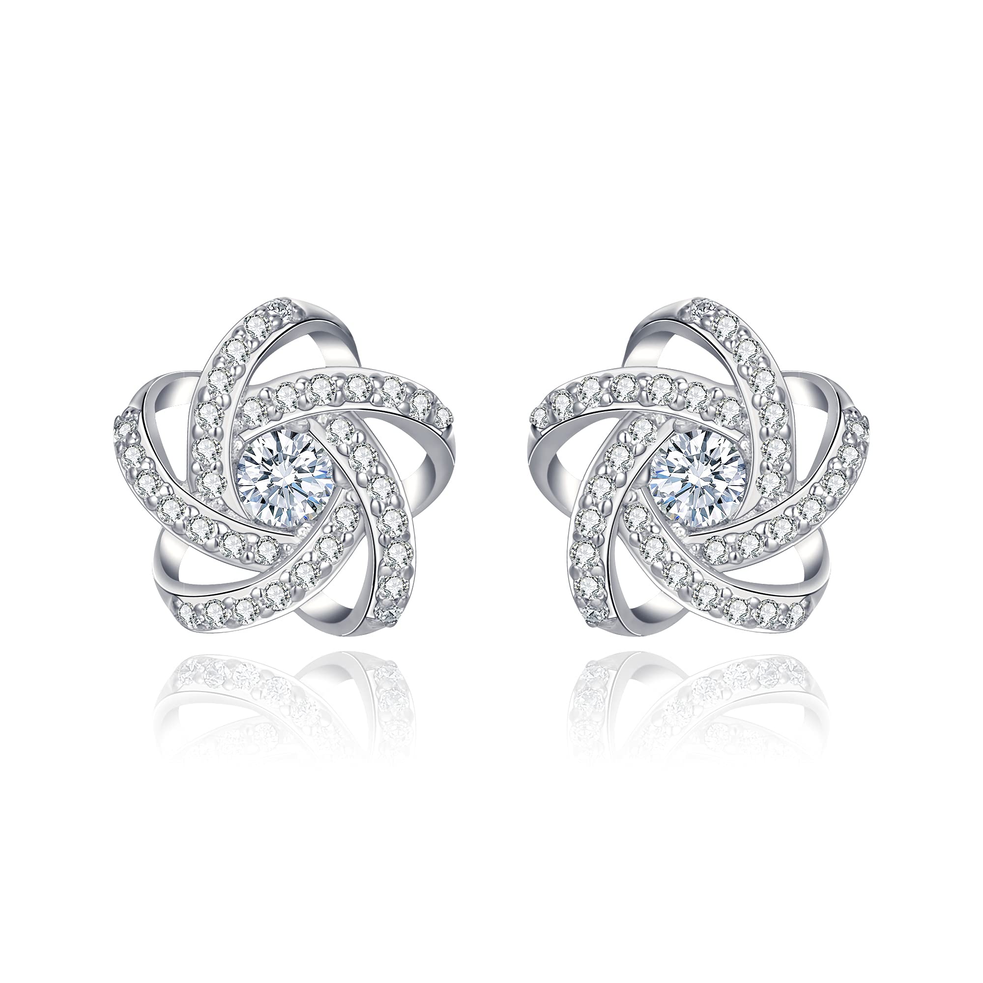 Hypoallergenic 925 Sterling Silver Cubic Zirconia Flower Stud Earrings for Women & Girls – Elegant Everyday Jewelry for Work, Date Night & Special Occasions
