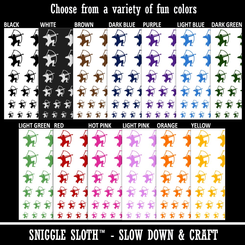 Archery Temporary Tattoo Waterproof Fake Body Art - Kneeling Archer with Drawn Bow Design (Black, 1 Sheet) | Perfect for Archery Enthusiasts, Cosplay & Halloween Costumes