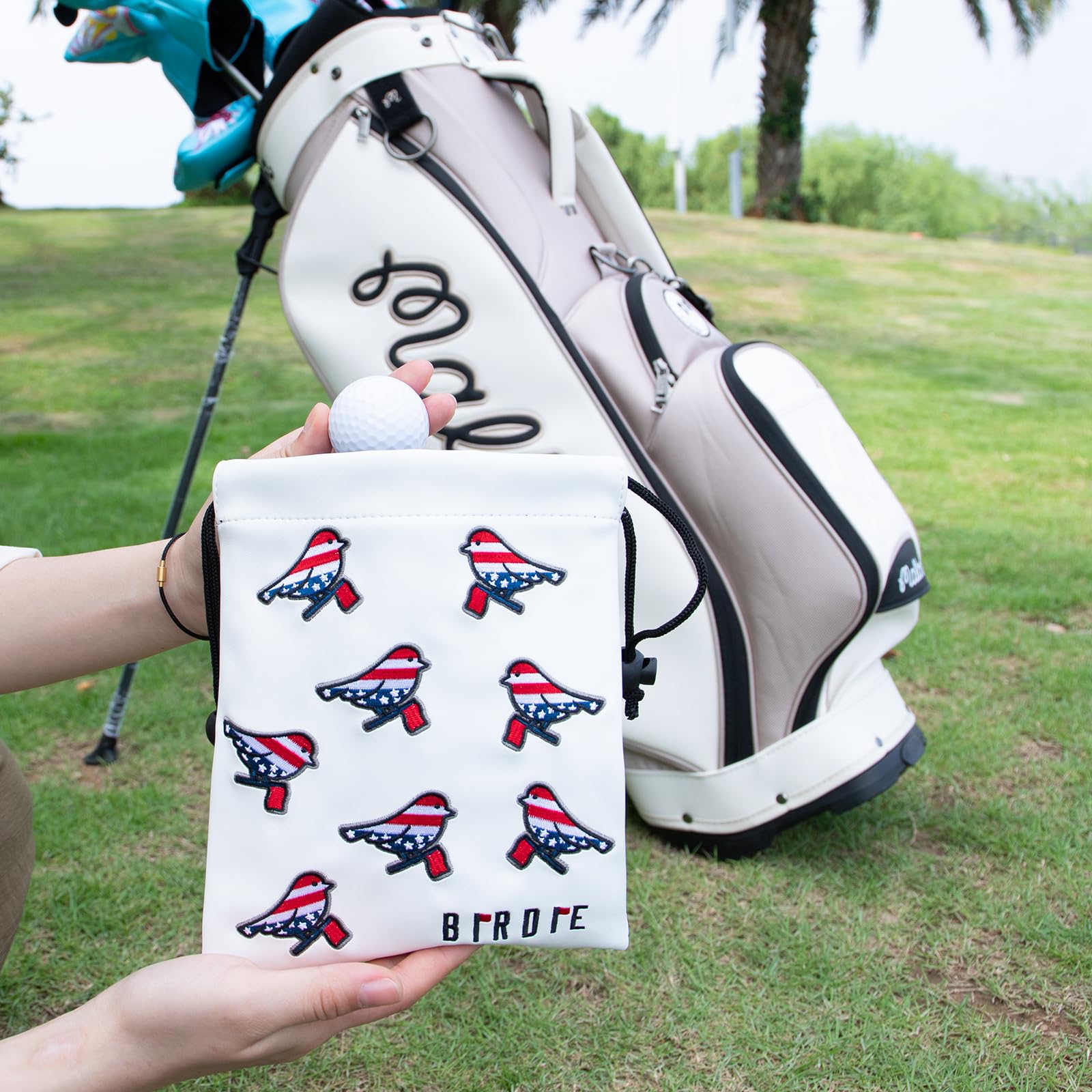 Premium Leather Golf Valuables Pouch with Drawstring Closure - Portable Golf Tee & Ball Organizer - Ideal for Golf Course, Travel & Sports Accessories Storage