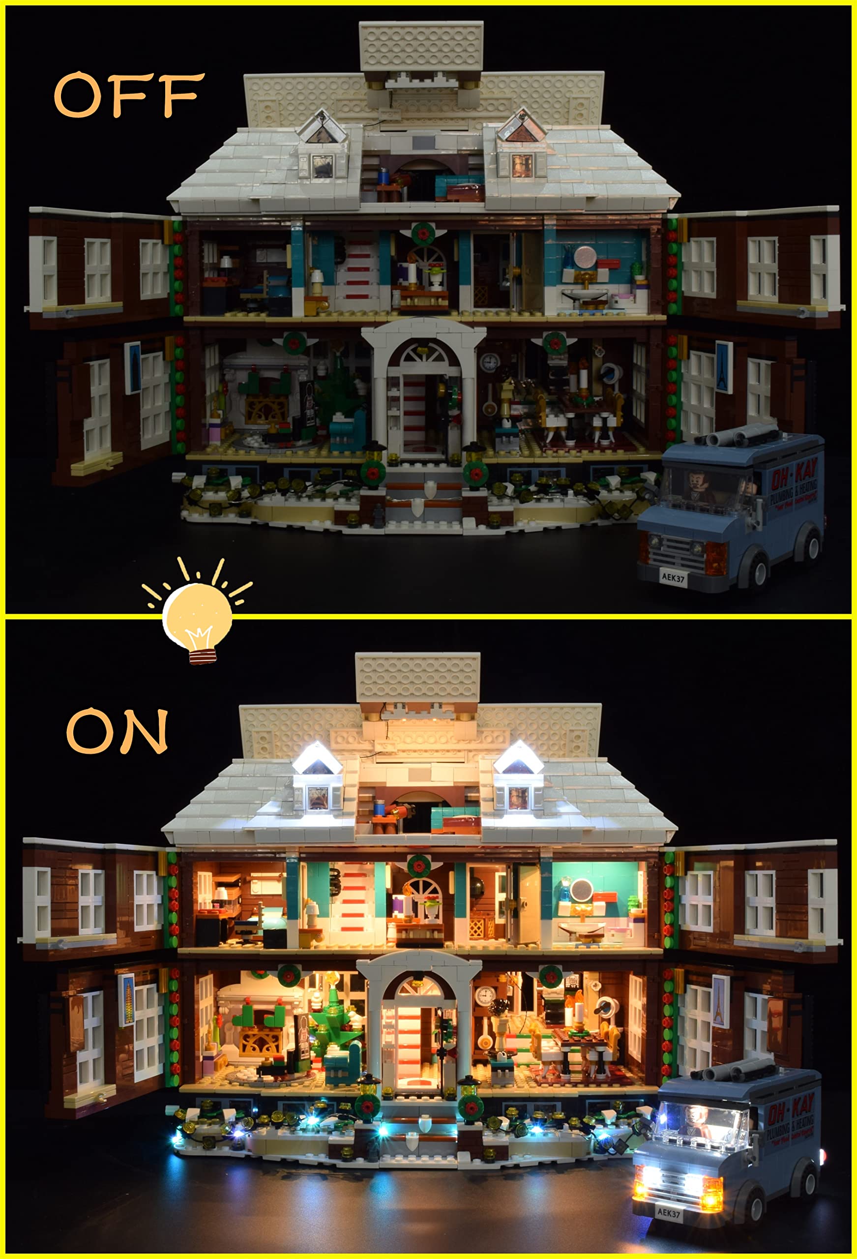 LED Lighting Kit for Lego 21330 Home Alone Building Set - Remote Control Version (Excludes Lego Model) - Perfect for Display & Nighttime Play