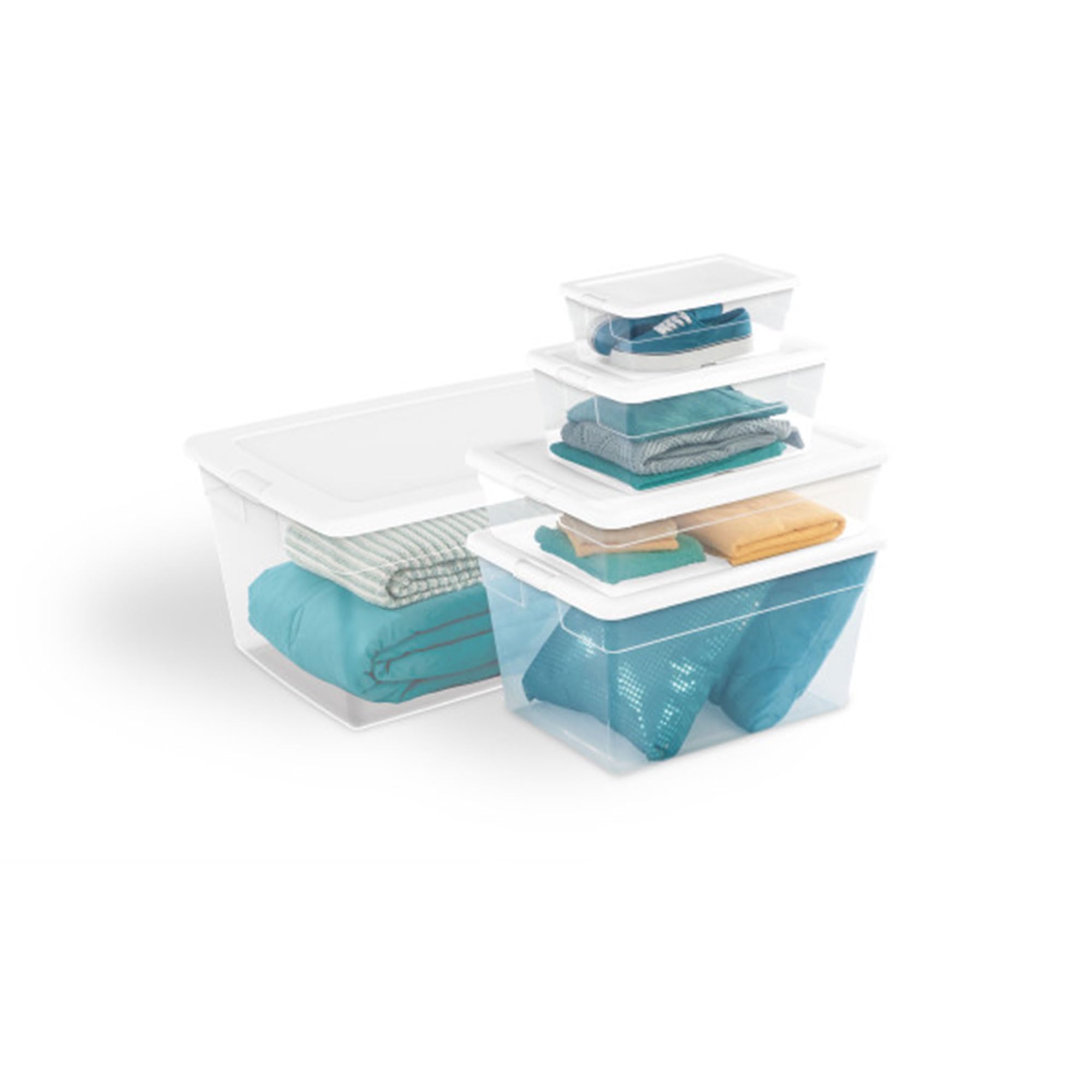 Sterilite 12-Pack 90 Quart Clear Plastic Storage Bins with Snap-On Lids - Stackable Organizer Boxes for Home, Office, Garage & Closet Organization