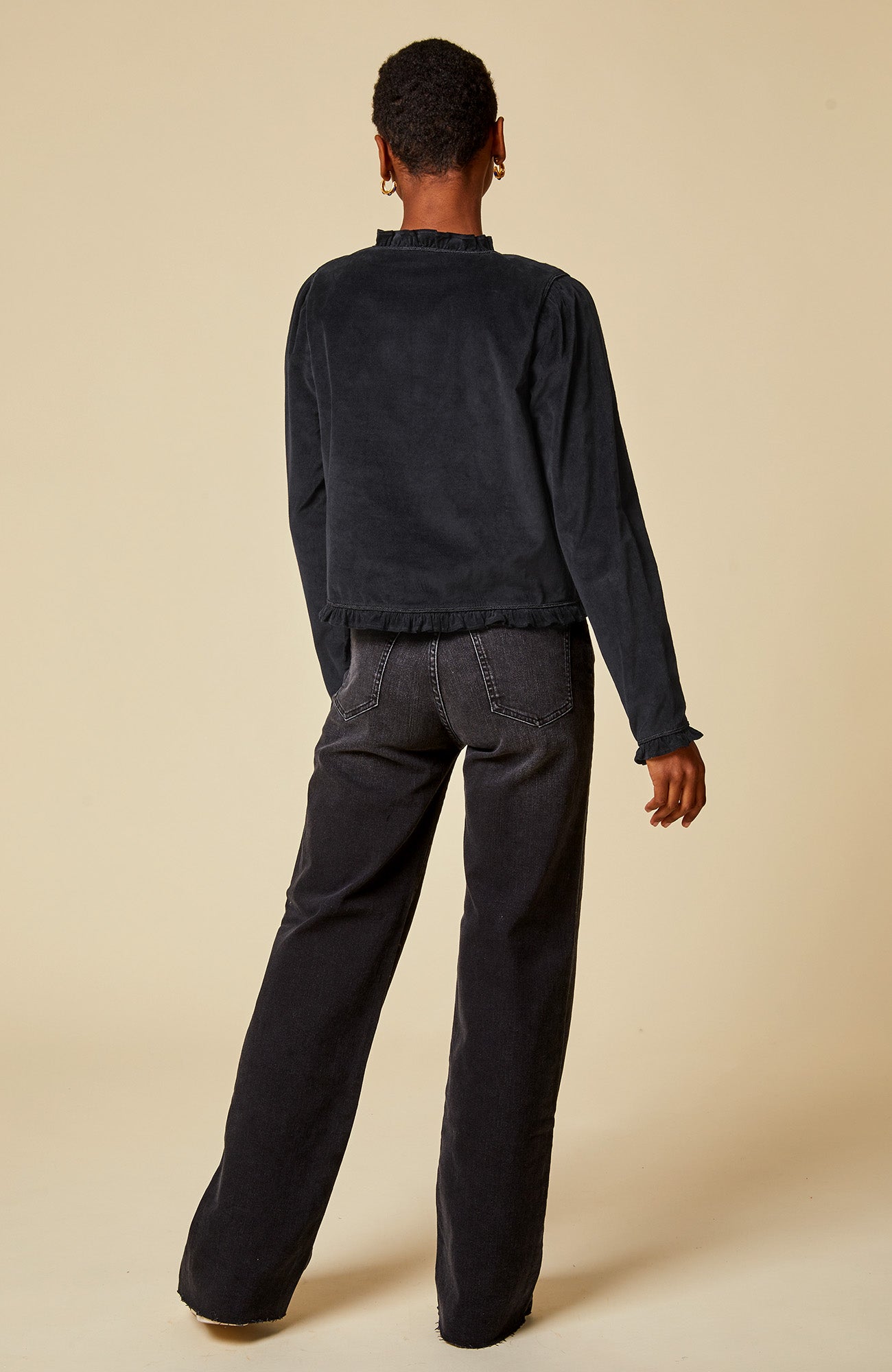Frances Corduroy Jacket for Women | Black Cotton Corduroy Jacket with Button Front | Casual Fall & Winter Outerwear for Everyday Wear