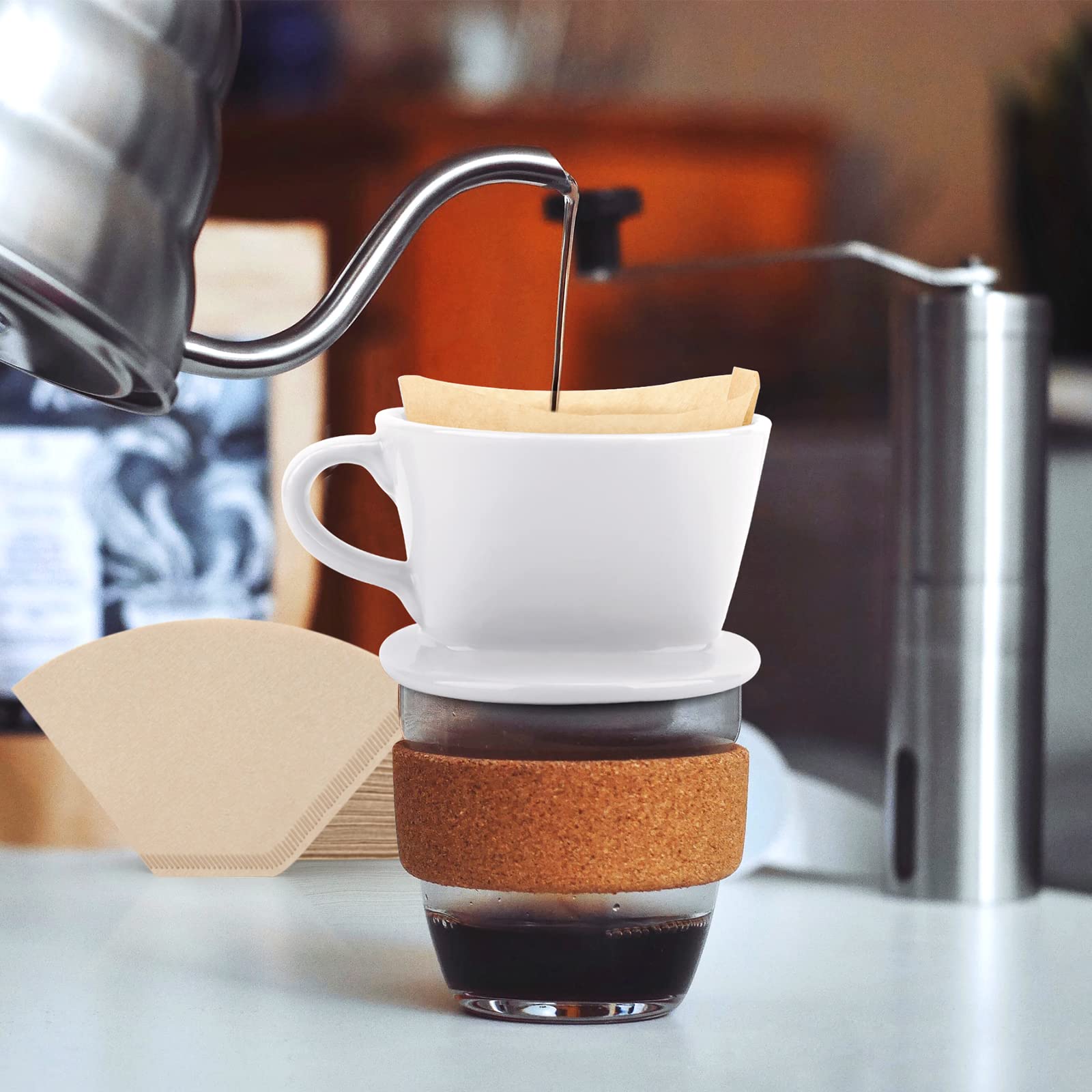 Segarty #1 Coffee Cone Filters, 100 Count - Unbleached Natural Brown Paper for 1-2 Cup Pour Over Coffee Makers - Compatible with Most Drippers & Brewers - Perfect for Home, Office & Cafetera Use