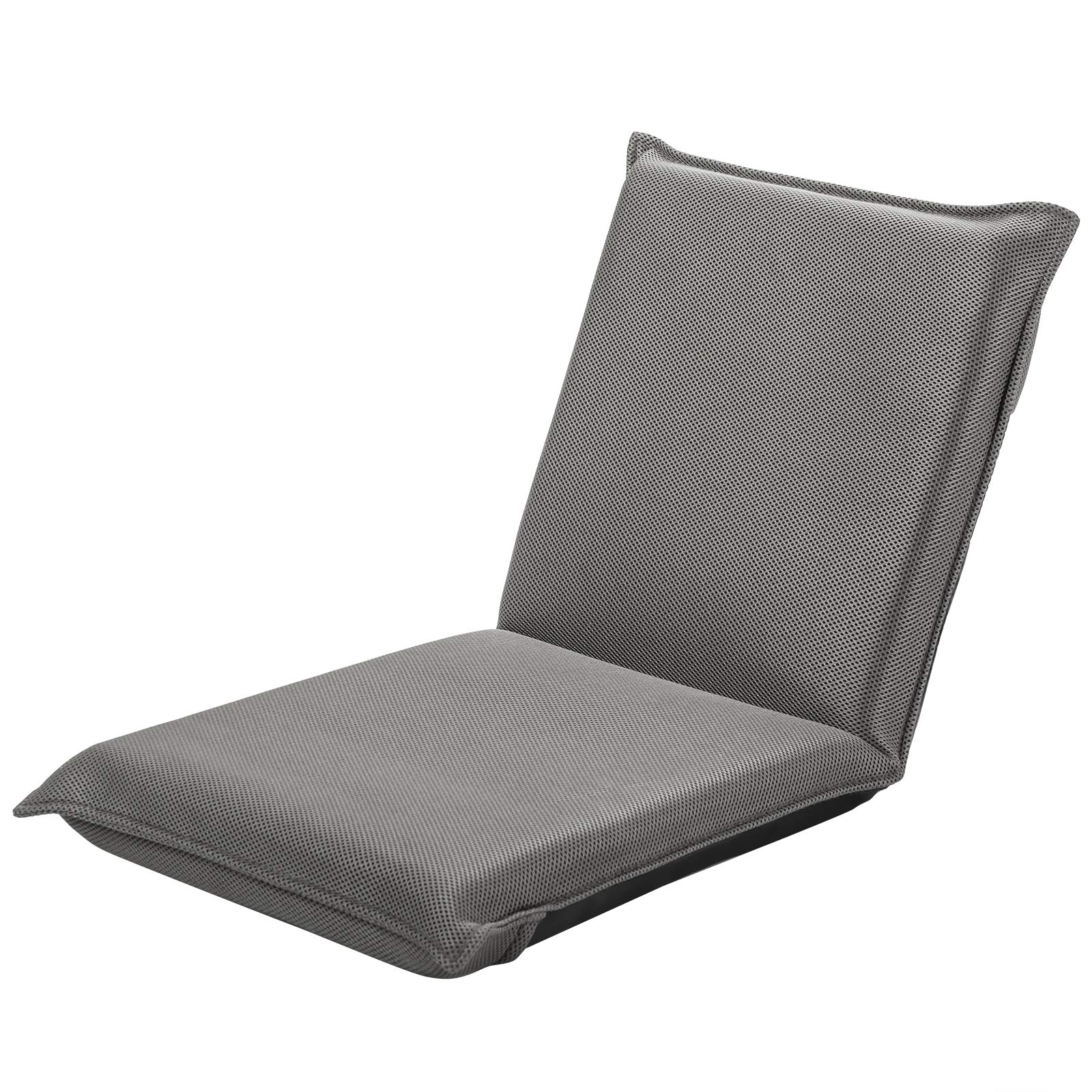 Giantex Adjustable Floor Chair with Back Support - 6 Position Reclining Gaming Chair, Padded Sleeper Bed for Video Games, Meditation, Reading & TV Watching - Comfortable Grey Seat for Living Room, Bedroom & Home Theater Use