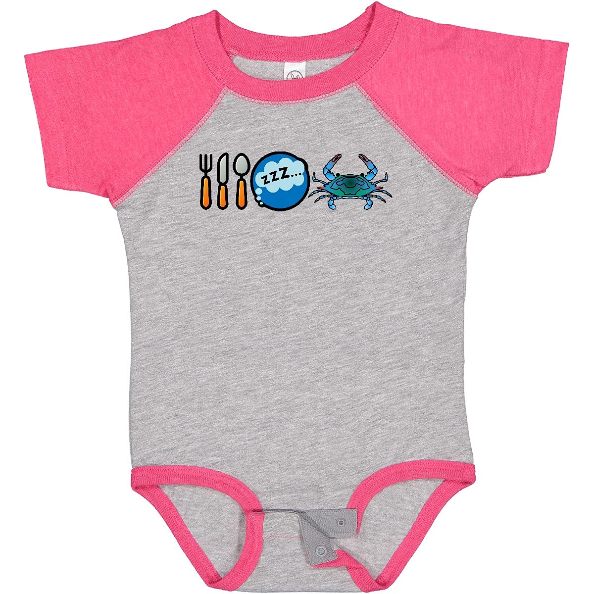 Eat Sleep Eat Crab Baby Bodysuit - Cute Infant Onesie for Boys & Girls - Perfect for Beach Vacations, Family Photos & Crab Lovers