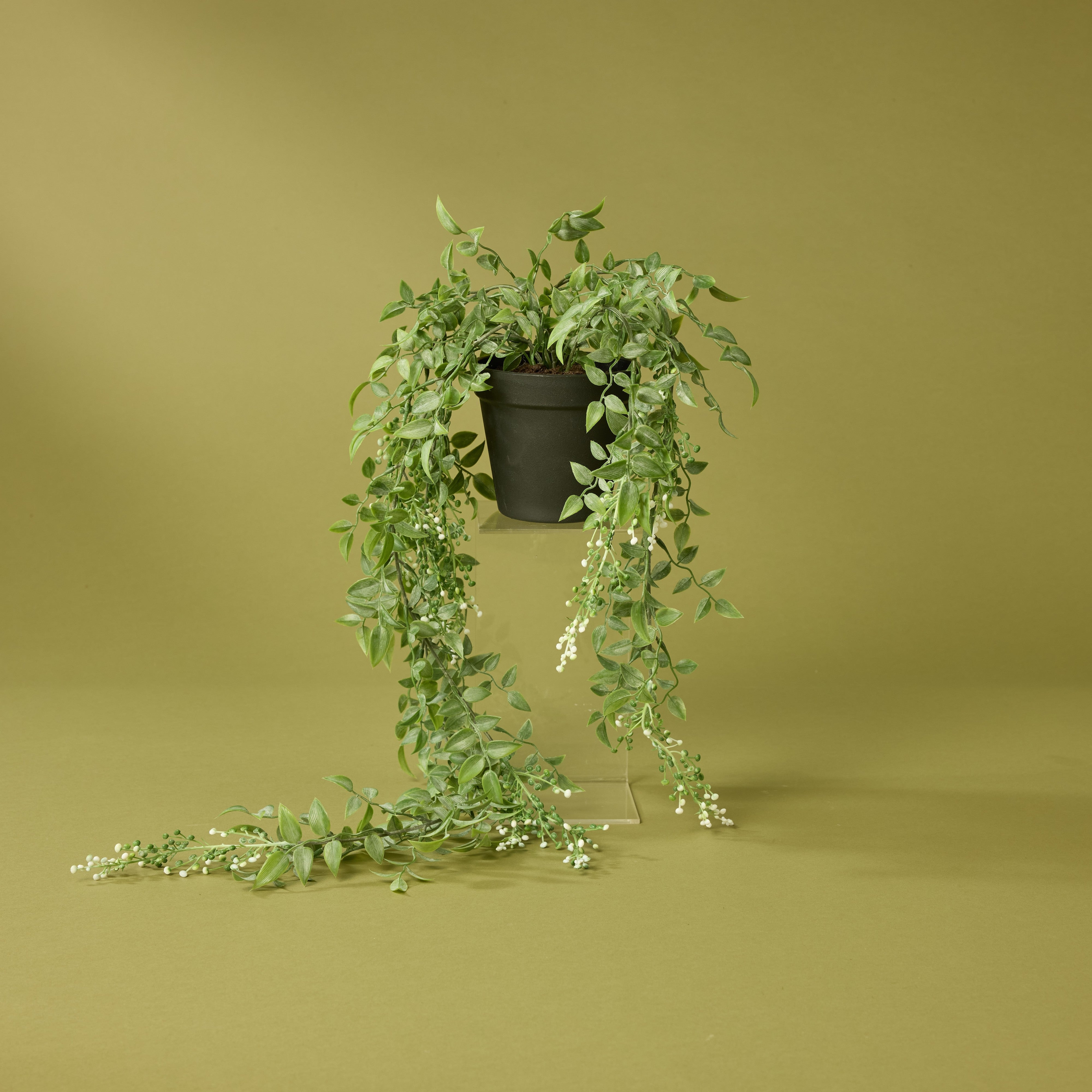 Artificial Hanging Bush with Buds - 30.7 Inch Faux Greenery for Indoor/Outdoor Decor - Perfect for Garden Pots, Balconies, and Patios