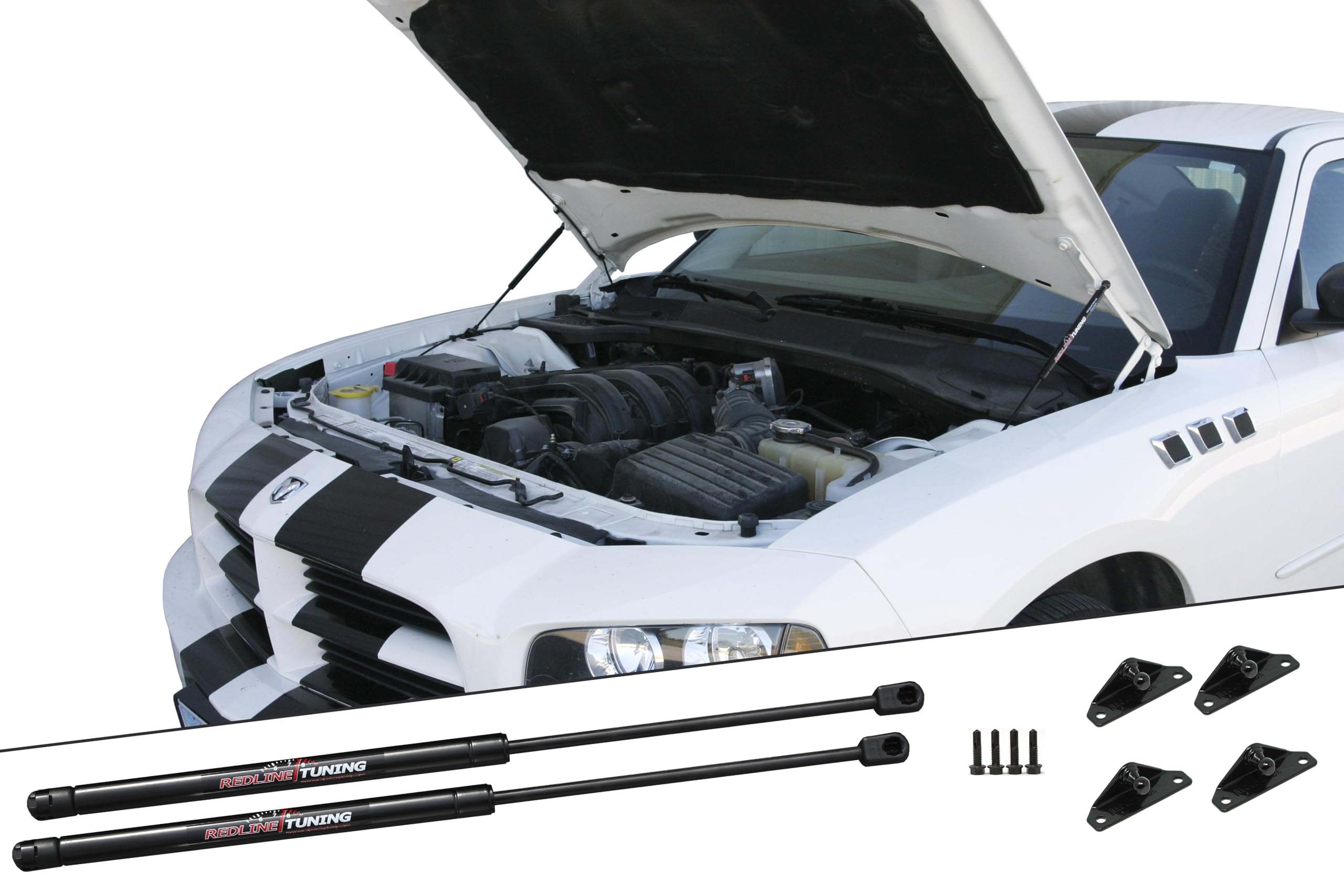 Redline Tuning 21-22003-02 Hood QuickLIFT Plus System - Compatible with Dodge Charger, Magnum & Chrysler 300 (All Black) | Easy Installation & Enhanced Vehicle Access | Perfect for Car Enthusiasts & DIY Mechanics