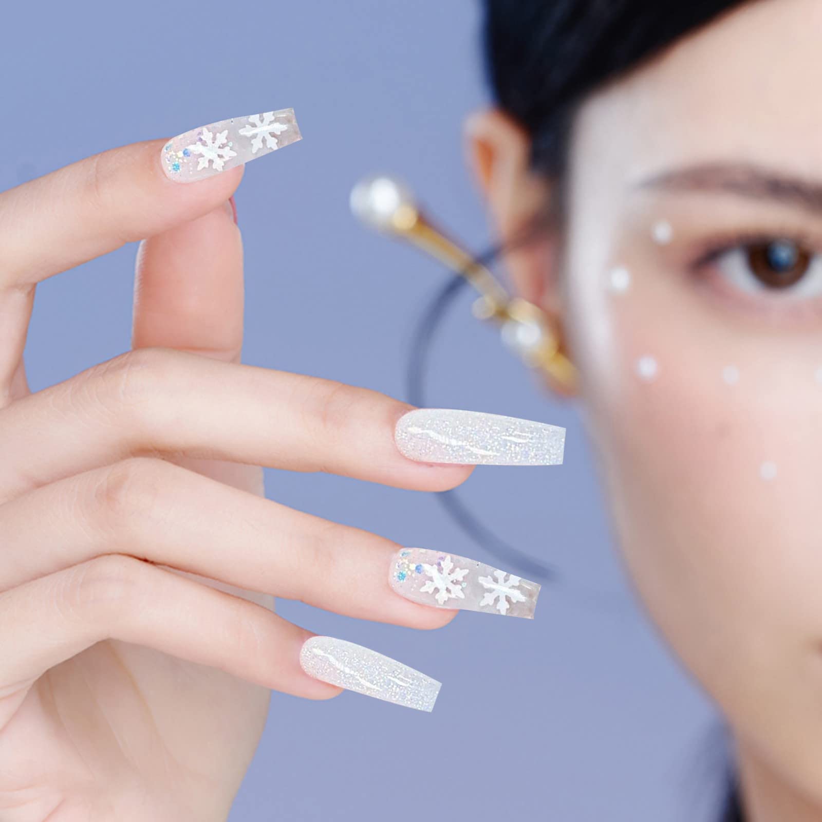 Passion Nails Christmas Snowflake Nail Art Kit - White Winter Snowflake Sequins, Rhinestones & Nail Decorations for Holiday Manicures | Perfect for DIY Nail Art, Christmas Parties & Gift Giving