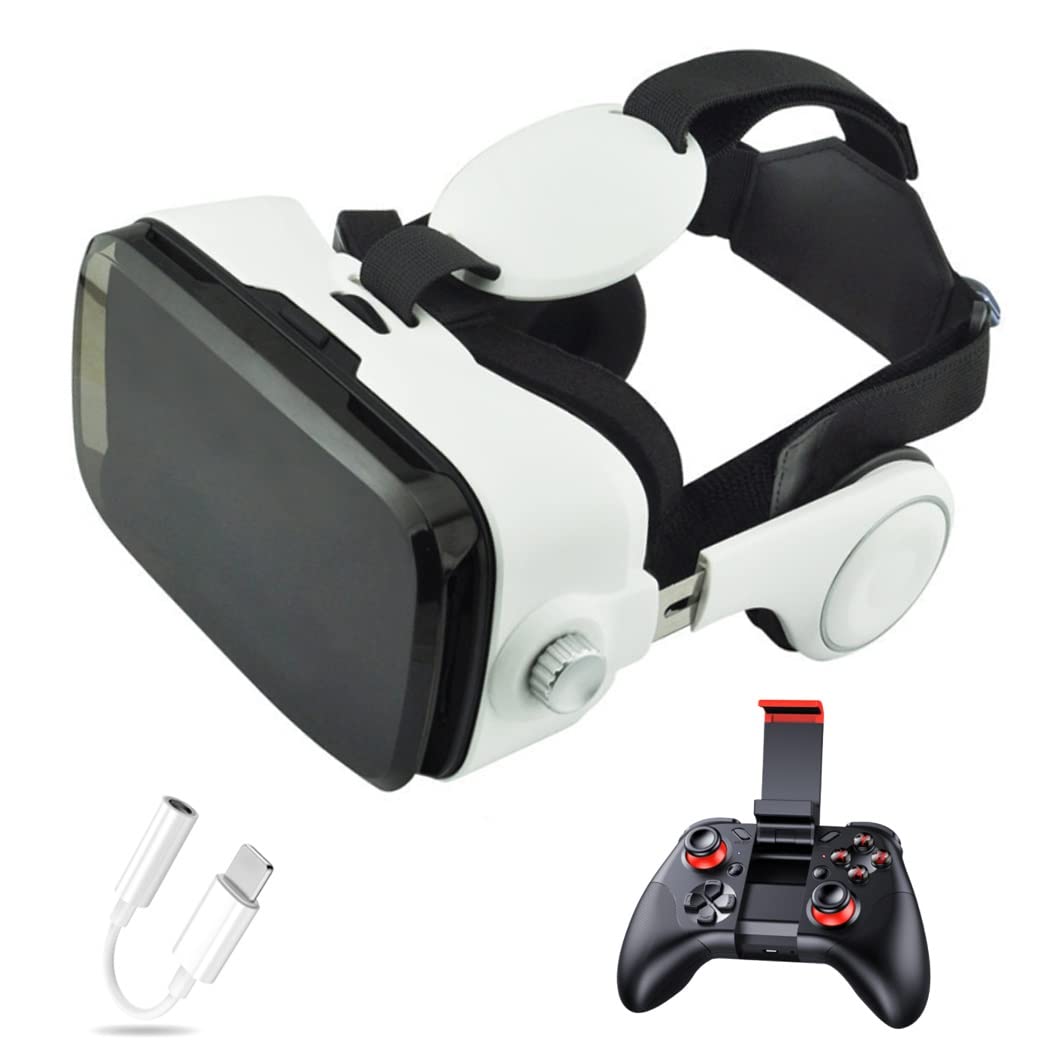 3D VR Headset for iPhone 13 Pro Max/13 Pro/13/12/11 & Samsung Galaxy S21 - Bluetooth Controller Virtual Reality Goggles Compatible with Huawei, Xiaomi Series (Black) - Perfect for Gaming, Movies & Immersive Experiences