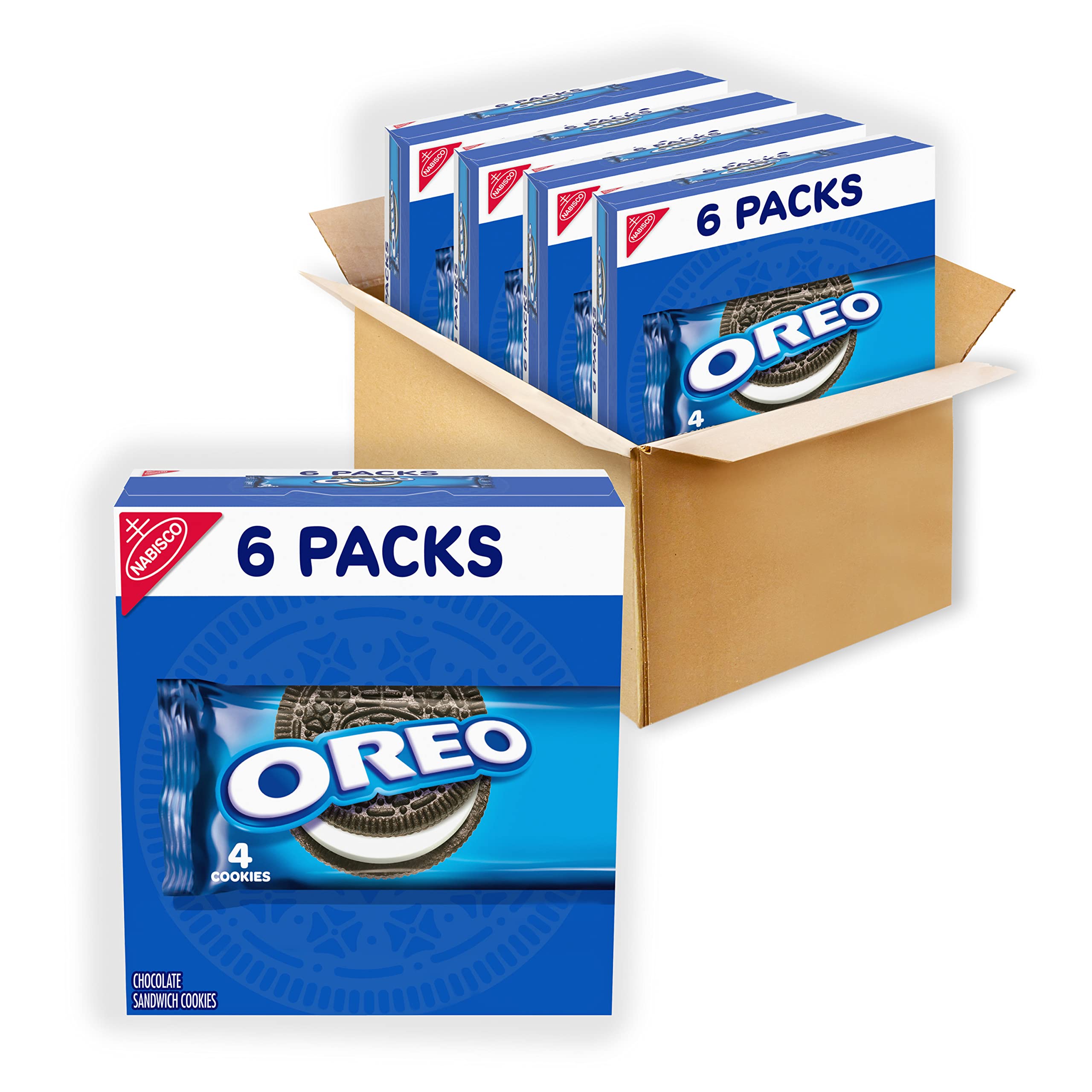OREO Chocolate Sandwich Cookies, 24 Snack Packs (4 Cookies Each) - 4 Boxes - Perfect for Lunchboxes, Office Snacks & Party Treats