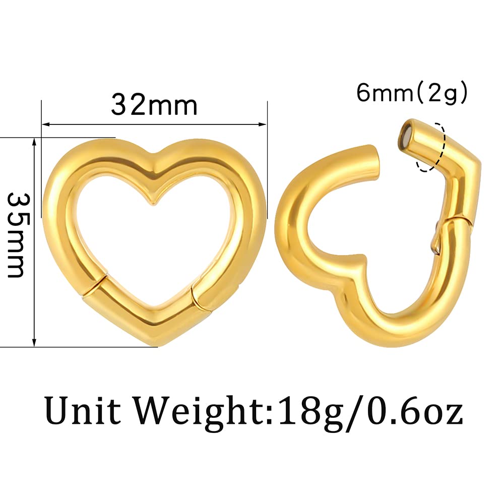 4mm-6mm (5g-2g) Hypoallergenic 316L Stainless Steel Heart Ear Weights & Hangers for Stretched Earlobes - Ear Plugs, Gauges & Body Jewelry for Men & Women - Perfect for Daily Wear, Parties & Alternative Fashion
