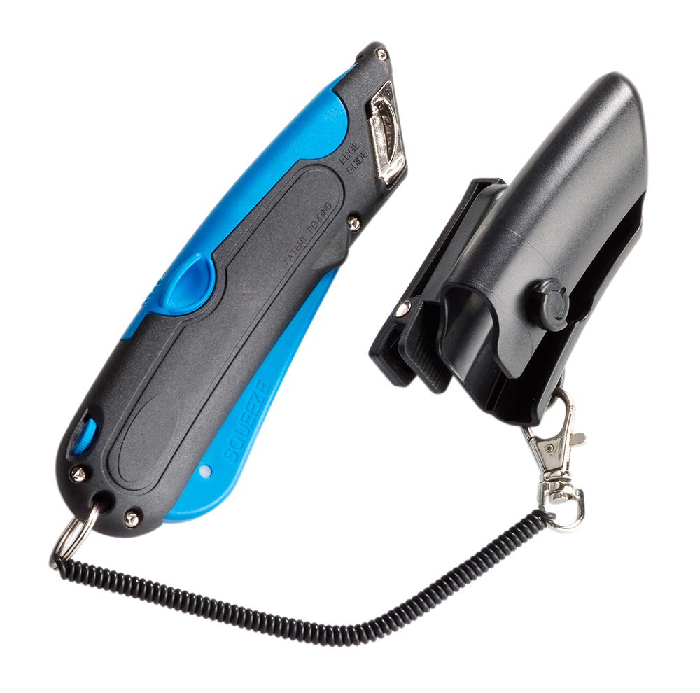 Best COSCO Box Cutter Knife with Shielded Blade - Black & Blue (091524) - Heavy Duty Utility Knife for Shipping, Warehouse, Moving & DIY Projects