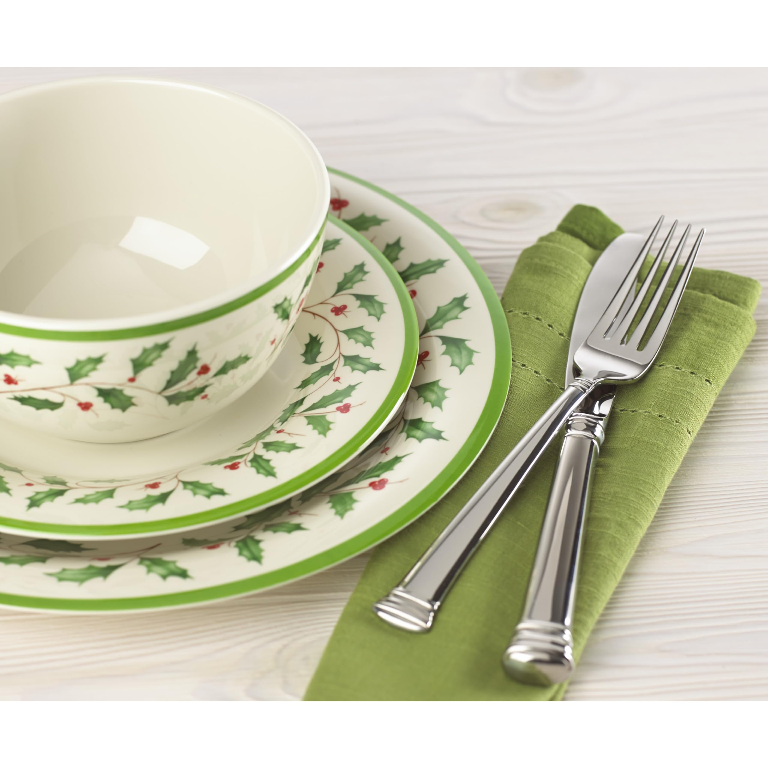 Lenox 863669 Holiday 4-Piece Melamine Dinner Plate Set - Christmas Dinnerware for Festive Gatherings & Hosting - Perfect for Holiday Parties, Family Dinners & Special Occasions