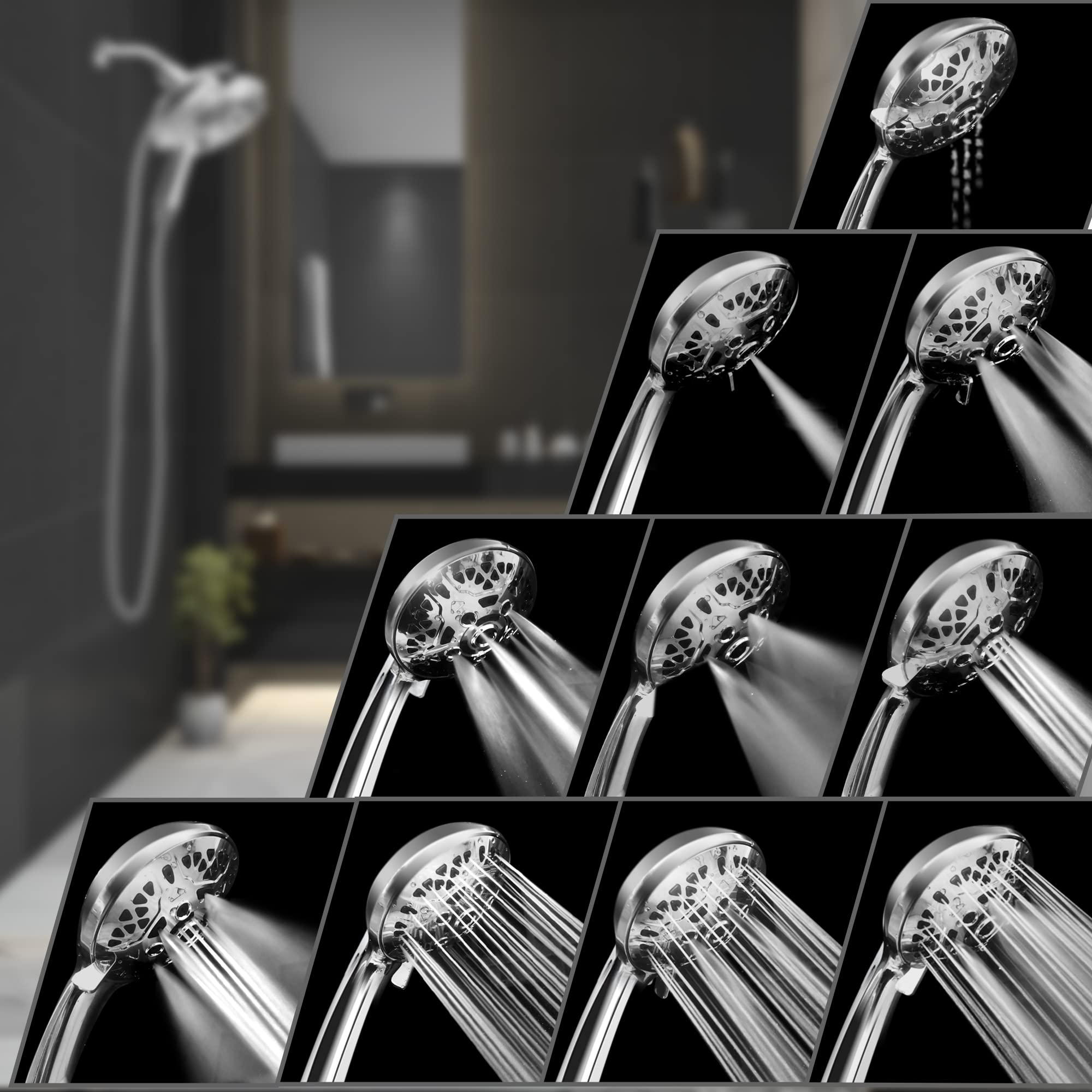 **INAVAMZ 2-in-1 High Pressure Shower Head with Handheld & Rainfall Spray, 59