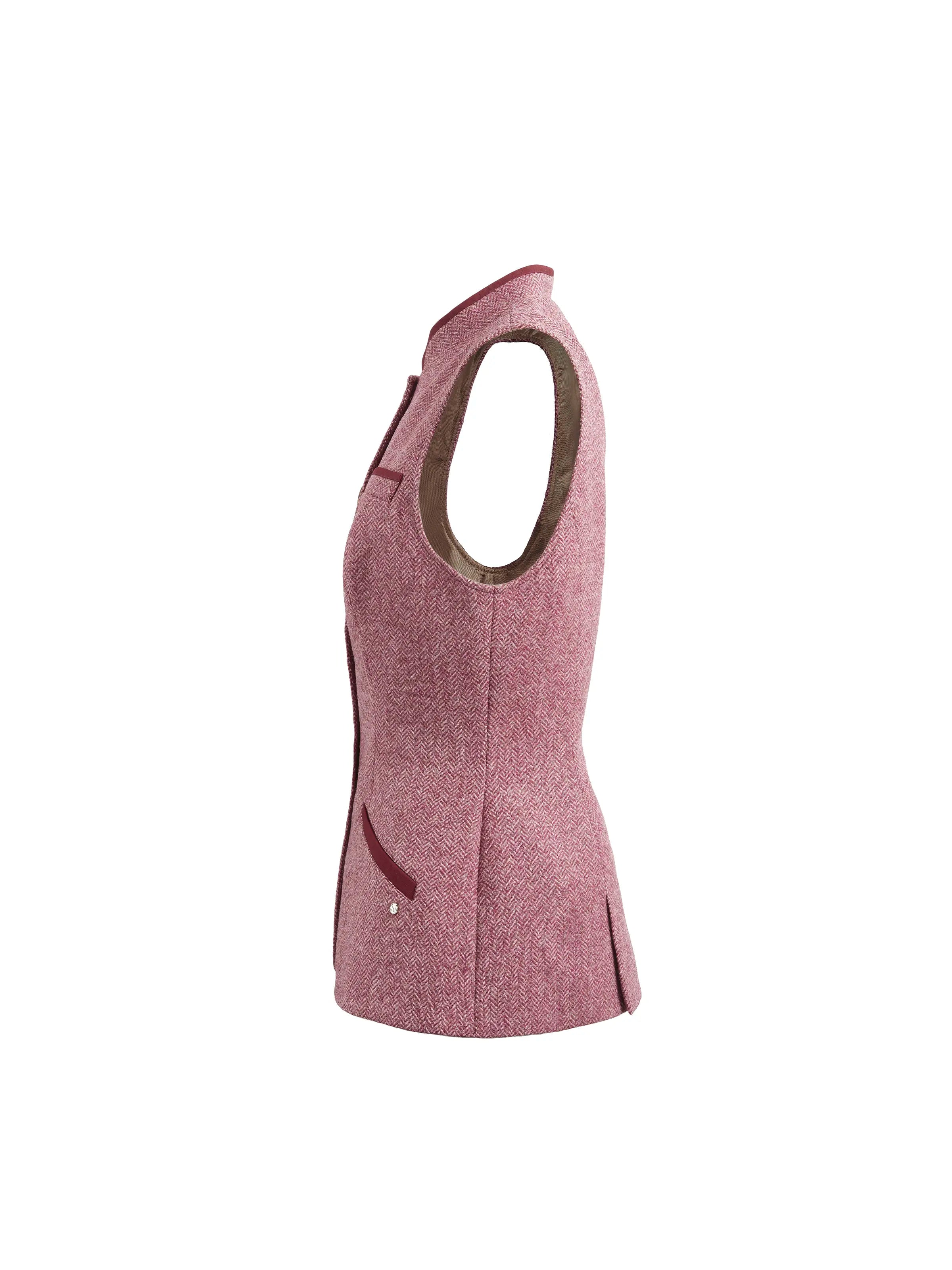 Madeline Gilet Pink Herringbone Vest - Breast Cancer Awareness Women's Fashion Top for Fall & Winter Layering | Office Wear, Casual Outfits, Charity Events