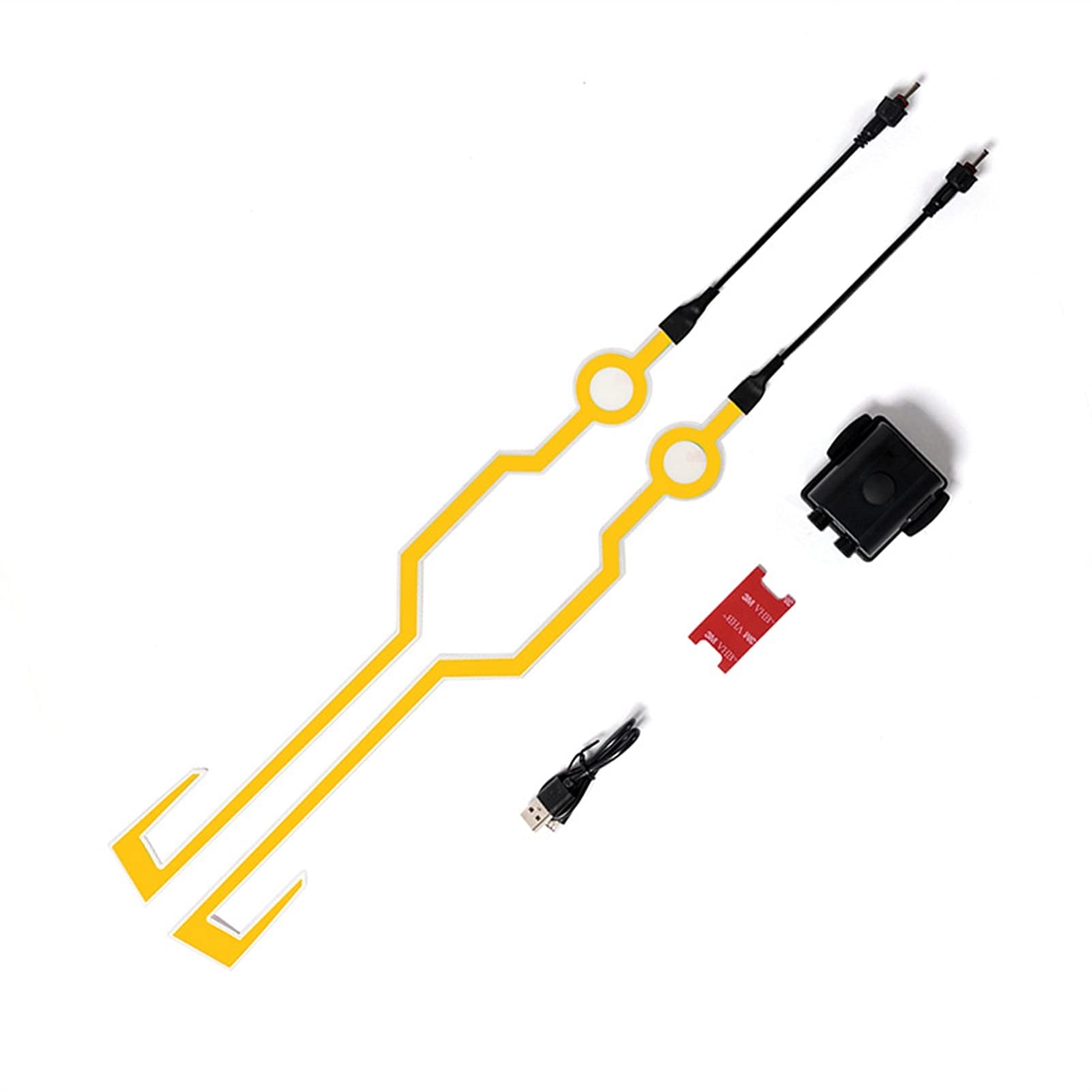 SUOTENG DIY LED Helmet Light Sticker - Waterproof Motorcycle Bike Helmet Accessories, EL Cold Light Strip with Flashing Warning Lights for Night Riding Safety (Yellow) - Perfect for Night Cycling, Motorcycle Commuting & Road Safety Visibility