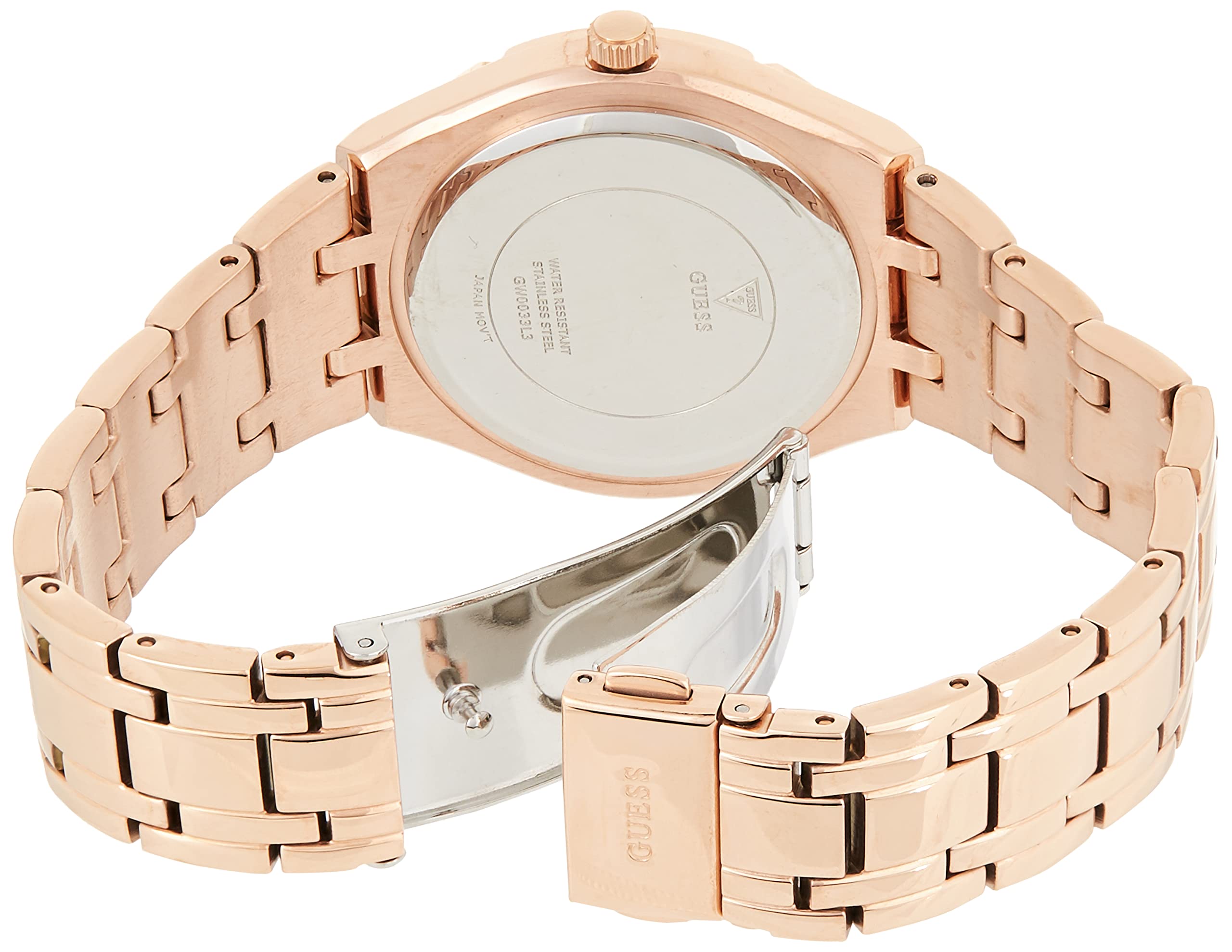 GUESS Women's Blue & Rose Gold-Tone Crystal Accented Silicone Watch - Elegant Fashion Accessory for Everyday Wear, Office & Special Occasions