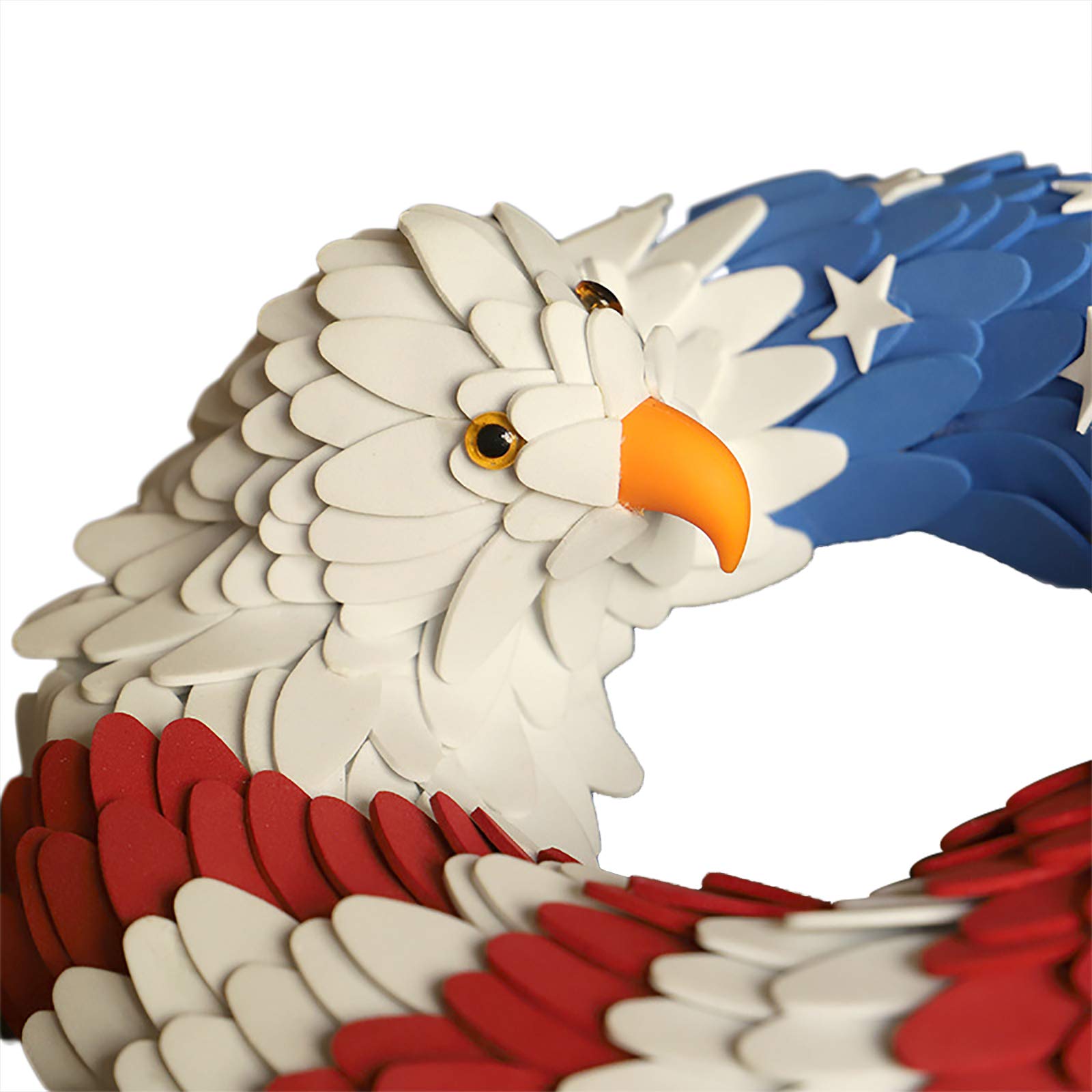 American Eagle Wreath Patriotic Decor - 15 Inch Red White & Blue Front Door Wreath for Home, Window & Wall Decor - Perfect for 4th of July, Memorial Day & Veterans Day Celebrations