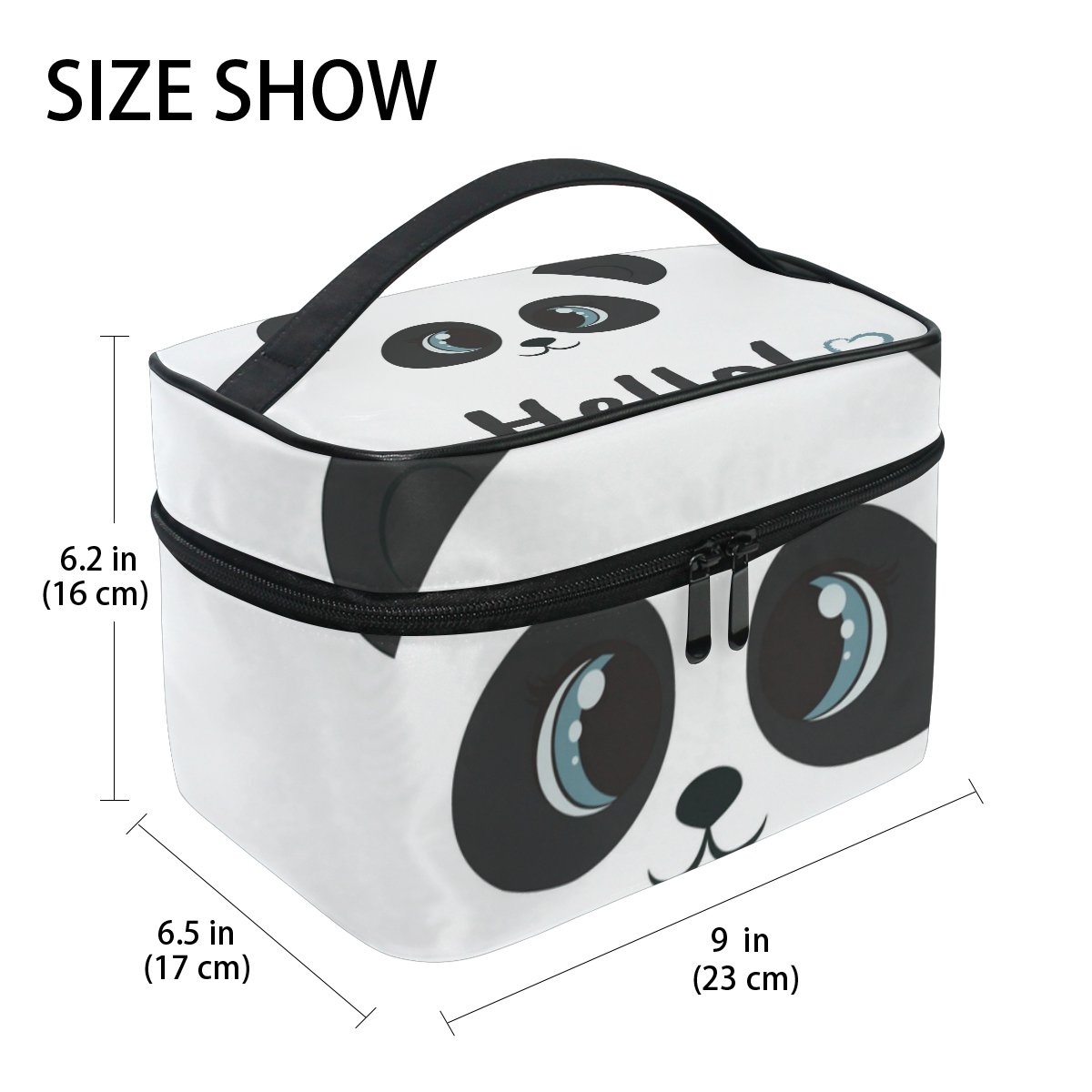 Hello Panda Cosmetic Bag for Travel - Cute Makeup Train Case & Storage Organizer - Perfect for Girls, Women, Travel Essentials & Beauty Accessories Organization