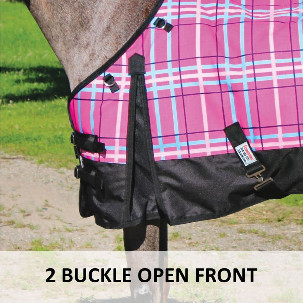 Viking Classic Euro Fit Horse Turnout Blanket - Waterproof Winter Horse Blanket with Surcingle Plaid Design & Large Tail Cover | Heavy Duty Stable Blanket for Cold Weather Riding & Outdoor Horse Protection