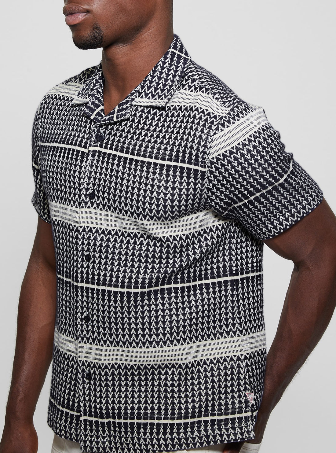 Stylish Grey Arrow Jacquard Shirt for Men - Trendy Geometric Pattern Button-Up Shirt - Perfect for Casual Wear, Office & Date Nights