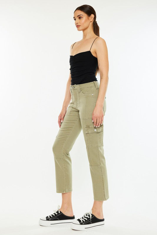 Lavinia Women's High Rise Slim Straight Leg Cargo Pants - Stretch Comfort Fit for Work, Hiking & Casual Wear