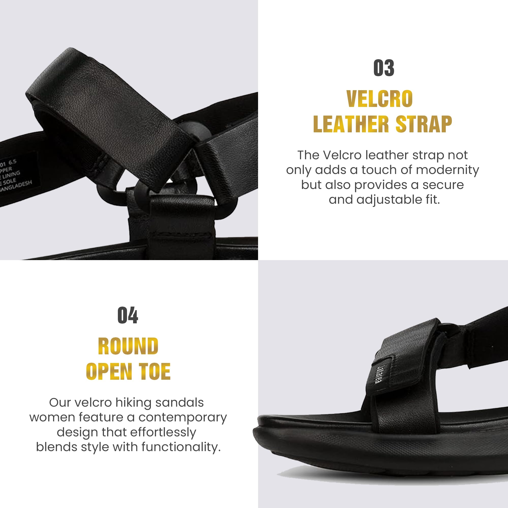 JATAREA Women's Leather Sports Sandals - Open Toe Slide Platform Strappy Hiking Sandals with Arch Support | Comfortable Casual Outdoor Walking Sandals for Women | Perfect for Hiking, Travel & Summer Fashion