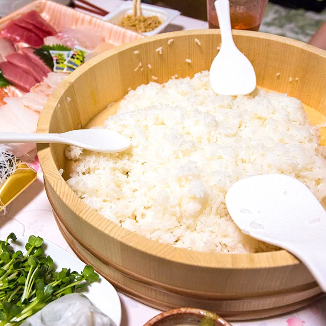 Premium Japanese Momi Fir Wooden Hangiri Sushi Rice Mixing Tub with PP Band - 11.8