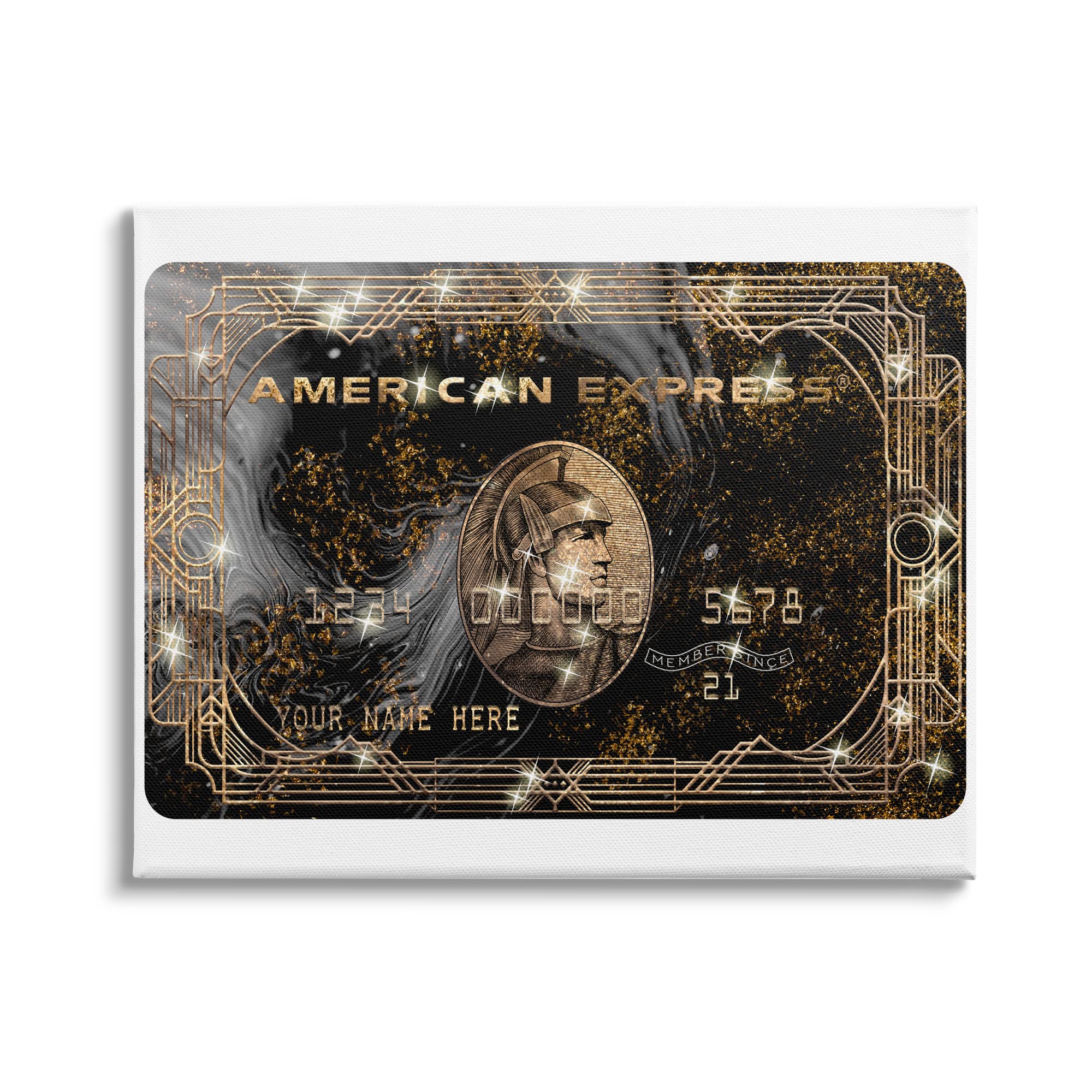 Stupell Industries Glam Fashion Card Chic Pattern Money Sparkle Canvas Wall Art - 48x36 Inches Yellow - Designed by Ziwei Li | Trendy Home Decor for Living Room, Bedroom & Office