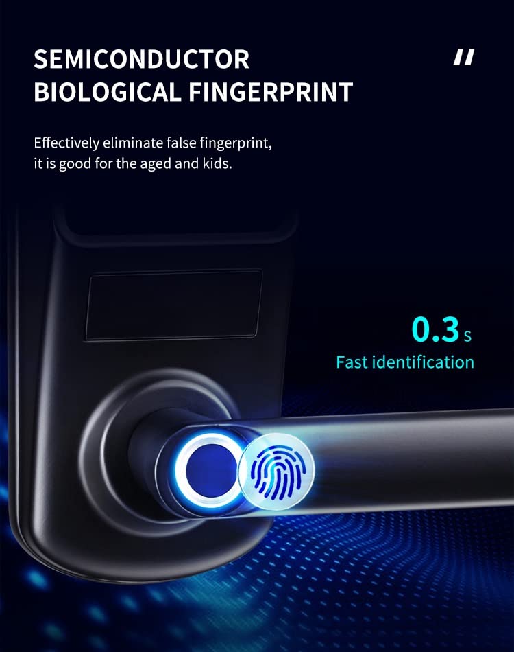 Smart Fingerprint Electronic Door Lock with App Control, Digital Keypad & Remote Unlock - Secure Home & Hotel Security Lock for Front Door, Apartment & Office Access
