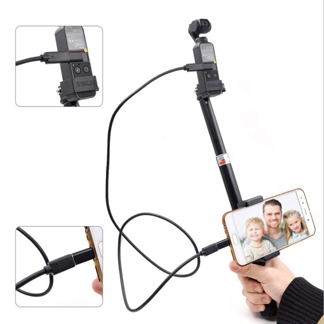 DJI Osmo Pocket Extendable Selfie Stick - Portable Folding Tripod with USB-C/Type-C for Android Phones | Premium Aluminum Alloy | Perfect for Vlogging, Travel & Outdoor Adventures