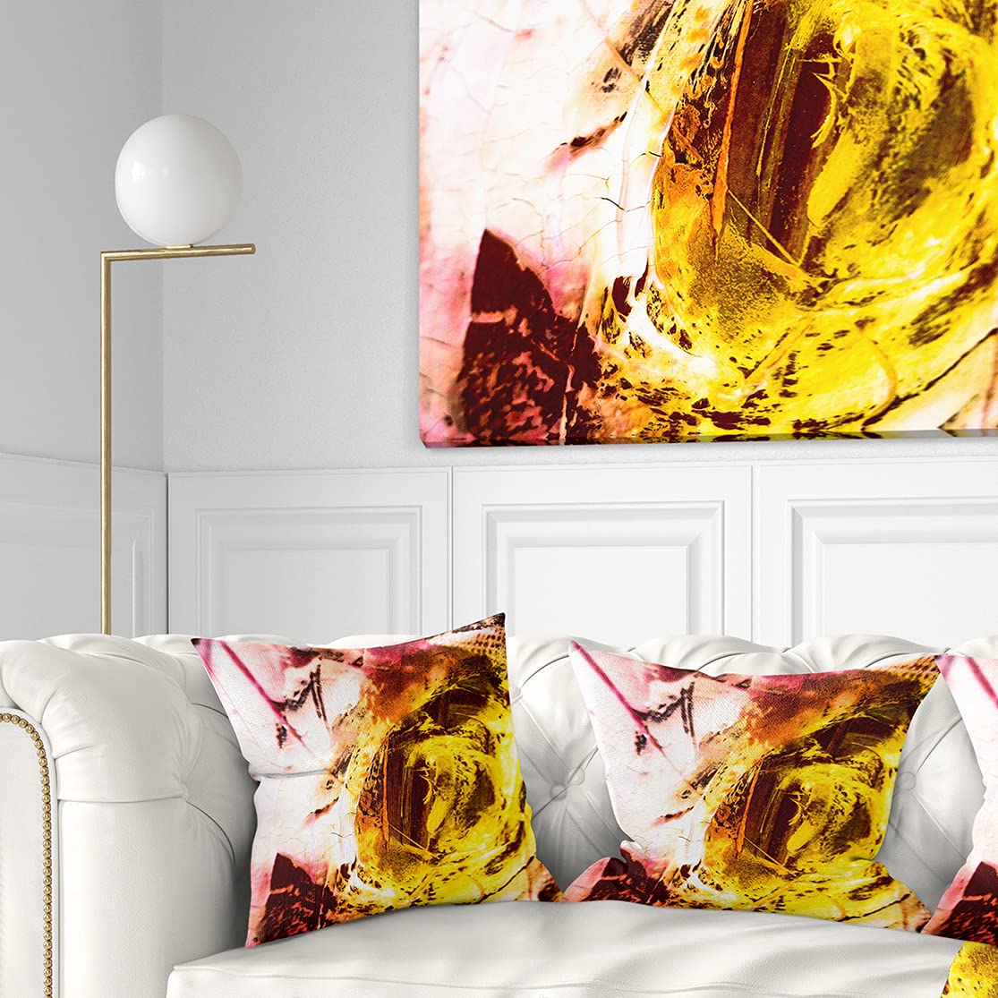 DesignQ CU6134 Soft Yellow 18x18 Inch Square Pillow Cushion for Sofa, Bed & Home Decor - Comfortable Throw Pillow for Living Room, Bedroom