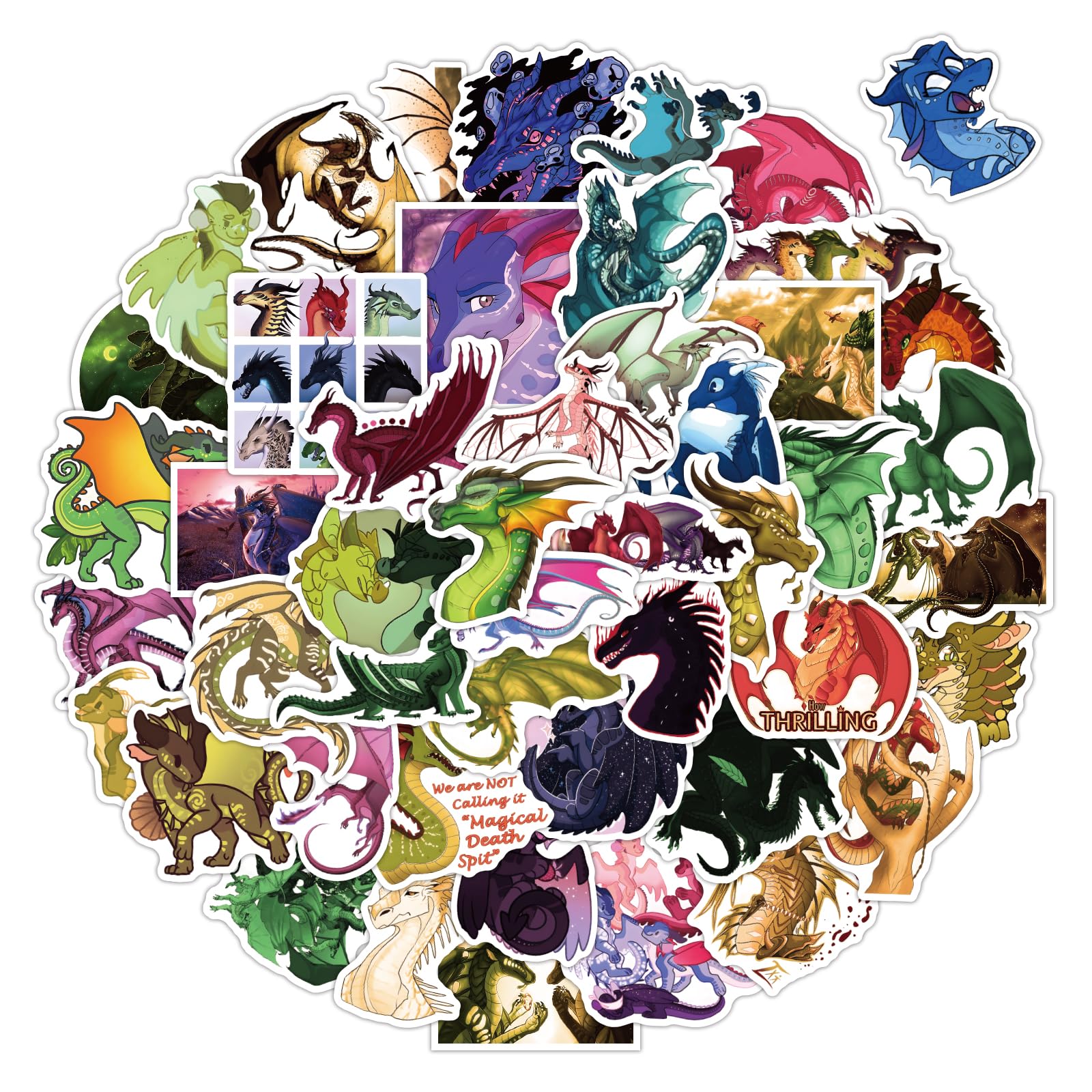 100 Pack Wings of Fire Stickers - Waterproof Vinyl Decals for Water Bottles, Laptops, Skateboards, Phone Cases & Cars - Cute Cartoon Gifts for Kids, Teens & Adults - Perfect for Party Favors, School Supplies & Room Decor