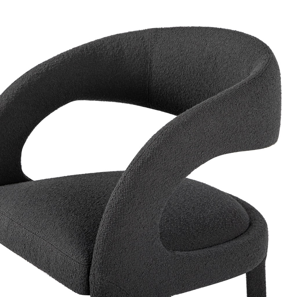 Hawkins Stool Fiqa Boucle Charcoal - Modern Accent Chair for Living Room, Bedroom & Office - Comfortable Upholstered Seat with Stylish Boucle Fabric - Perfect for Home Decor and Small Spaces