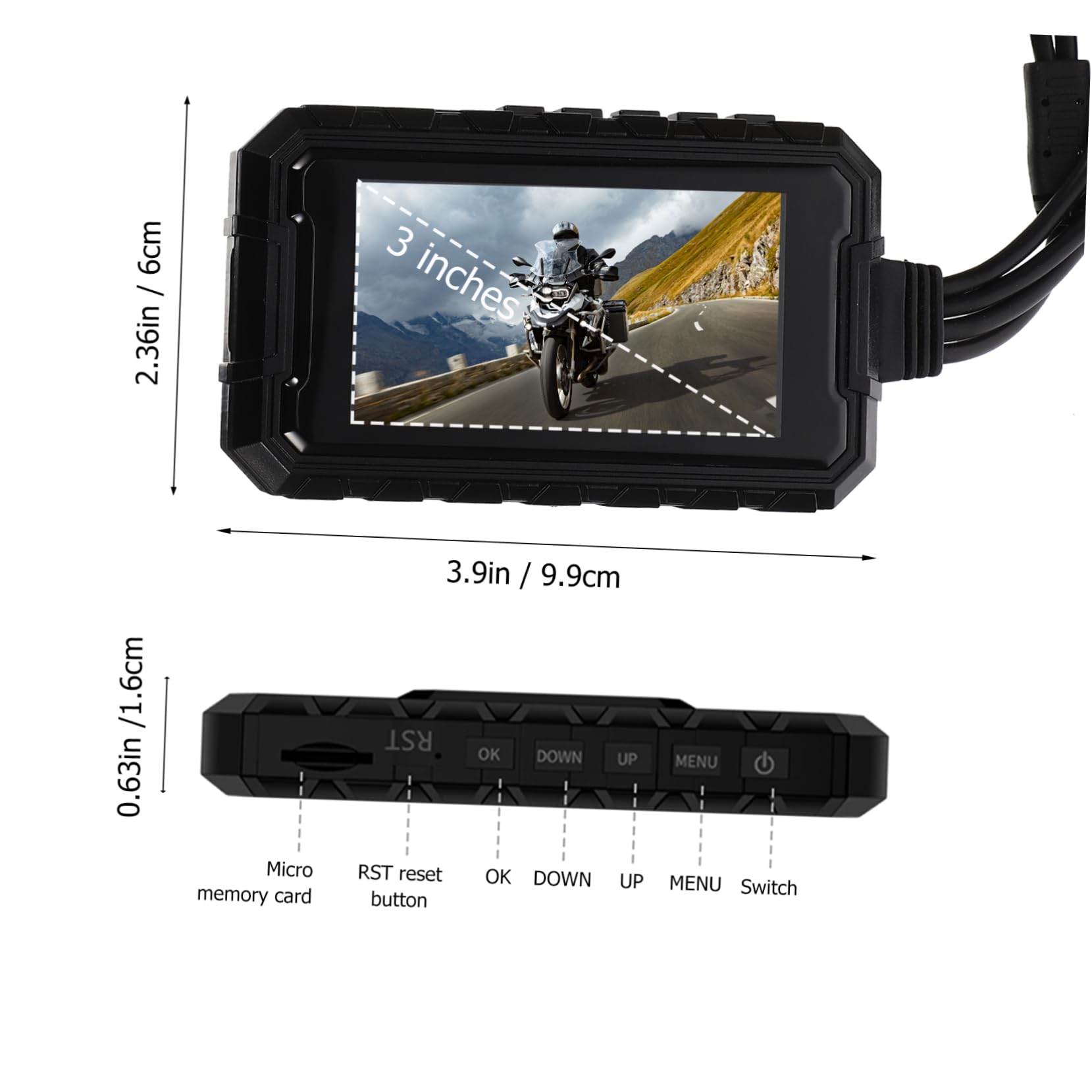 Hemobllo 3.0 Inch LCD Waterproof Motorcycle Action Camera with Anti-Shake & Night Vision - HD Bike Rear View Recorder for Cycling, Off-Road & Adventure Riding