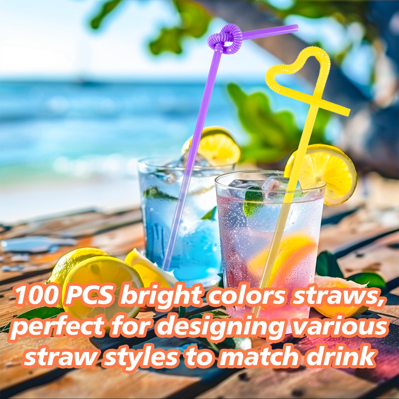 MAQIHAN 100PCS Disposable Plastic Drinking Straws - Flexible Bendable Colorful Straws for Juice, Smoothies, Cocktails & Party Drinks | Perfect for Home, Restaurants, Cafes & Outdoor Events