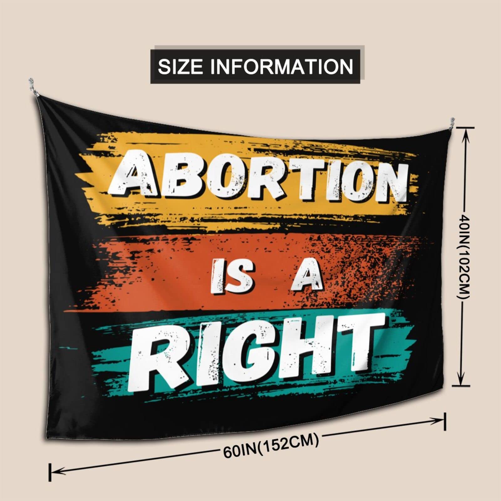 Oingoo 60x40 Inch Pro-Choice Wall Tapestry - Feminist Home Decor for Living Room, Bedroom & Dorm - Abortion Rights Art for Women's Empowerment & Social Justice
