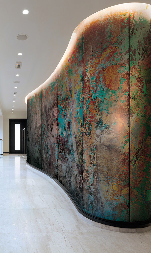 Blue Rusted Metal Panels Mural Wallpaper M9490 - Vintage Industrial Wall Decor for Home, Office & Cafe | Peel & Stick Wallpaper for Accent Walls & Feature Spaces