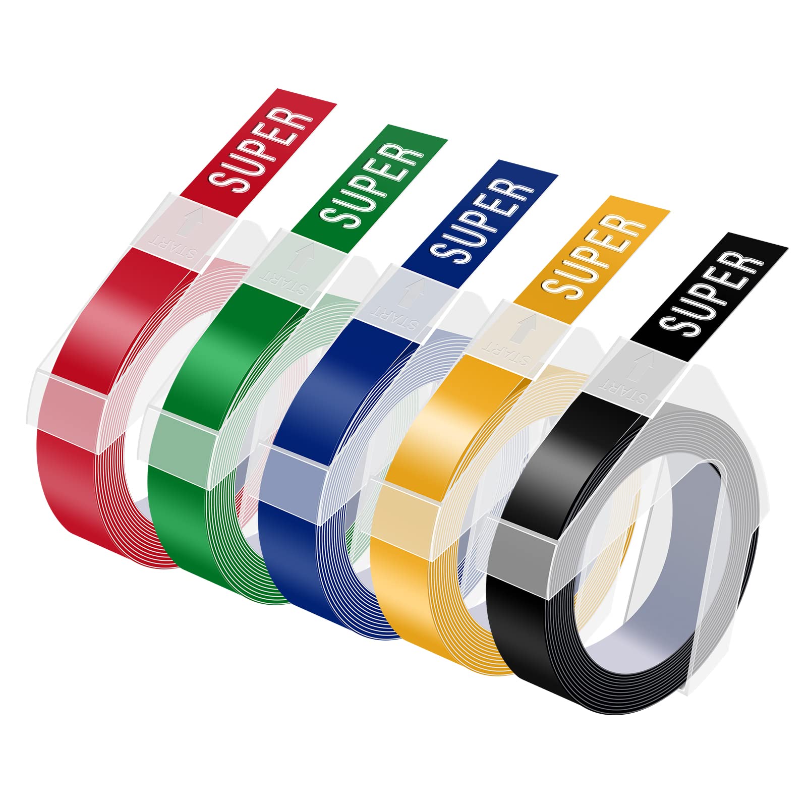 5 Pack Dymo 3D Plastic Embossing Label Tapes - 9mm (3/8