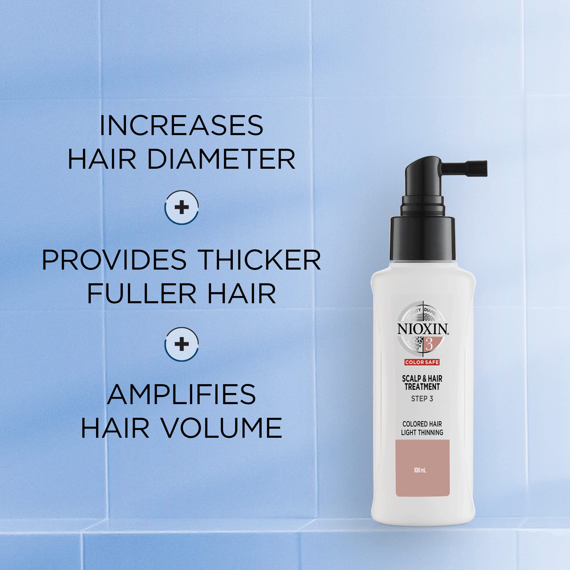 Nioxin System 3 Hair Treatment Kit for Colored & Lightly Thinning Hair - Scalp Therapy & Thickening Shampoo, Conditioner & Leave-In Treatment | Salon-Quality Hair Care for Thicker, Healthier Looking Hair | Perfect for Daily Use & Styling