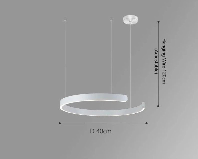 Elegant Minimalist Ring Chandelier Light Fixture - Aluminum Plated Modern Pendant Lighting for Dining Room, Bedroom & Living Room Decor