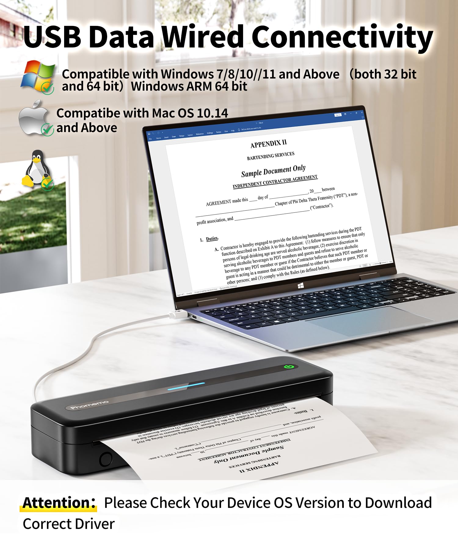 Phomemo M832 Wireless Portable Thermal Printer - Bluetooth Compatible with Phone & Laptop for Travel, Home, Office | Print Multi-Size Labels & Photos On-The-Go | Perfect for Travel Journals, Shipping Labels & Instant Photo Printing