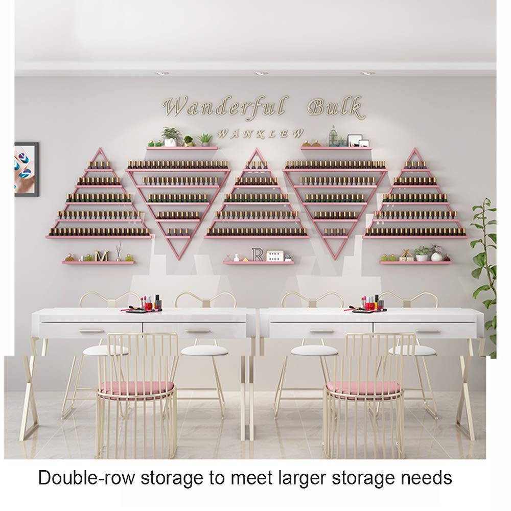 5-Tier Wall Mounted Metal Nail Polish Organizer - Cosmetic Display Rack for Nail Polish, Lipstick, Essential Oils & Beauty Products - Perfect for Salon, Spa, Bathroom & Home Organization