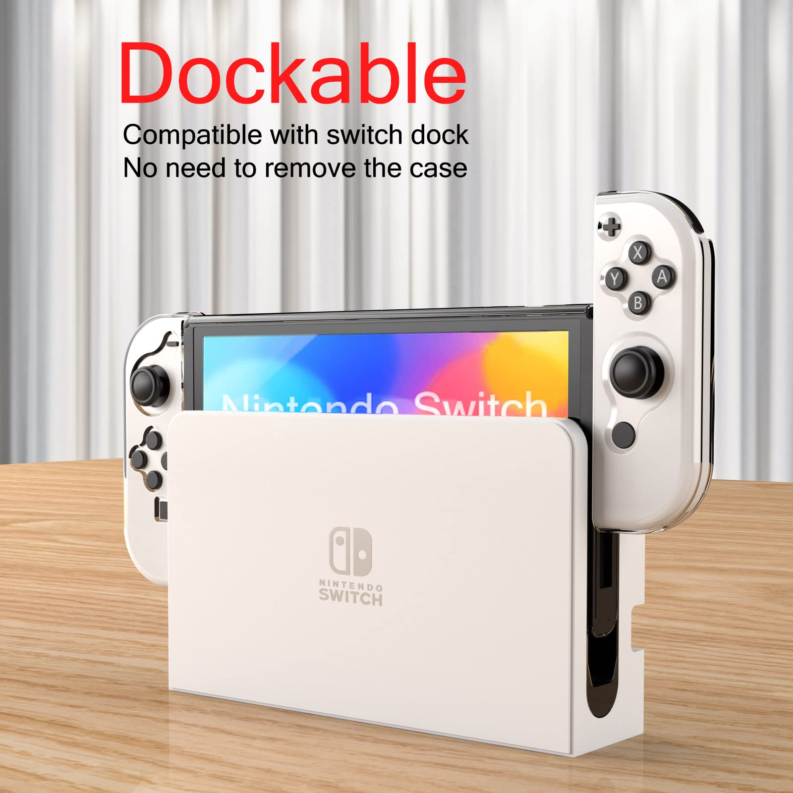 Teyomi Protective Case for Nintendo Switch OLED Model 2021 - Clear Hard Shell Cover with Joy-Con Storage | Travel-Friendly Switch Accessories Bundle | Perfect for Gaming On-The-Go & Console Protection