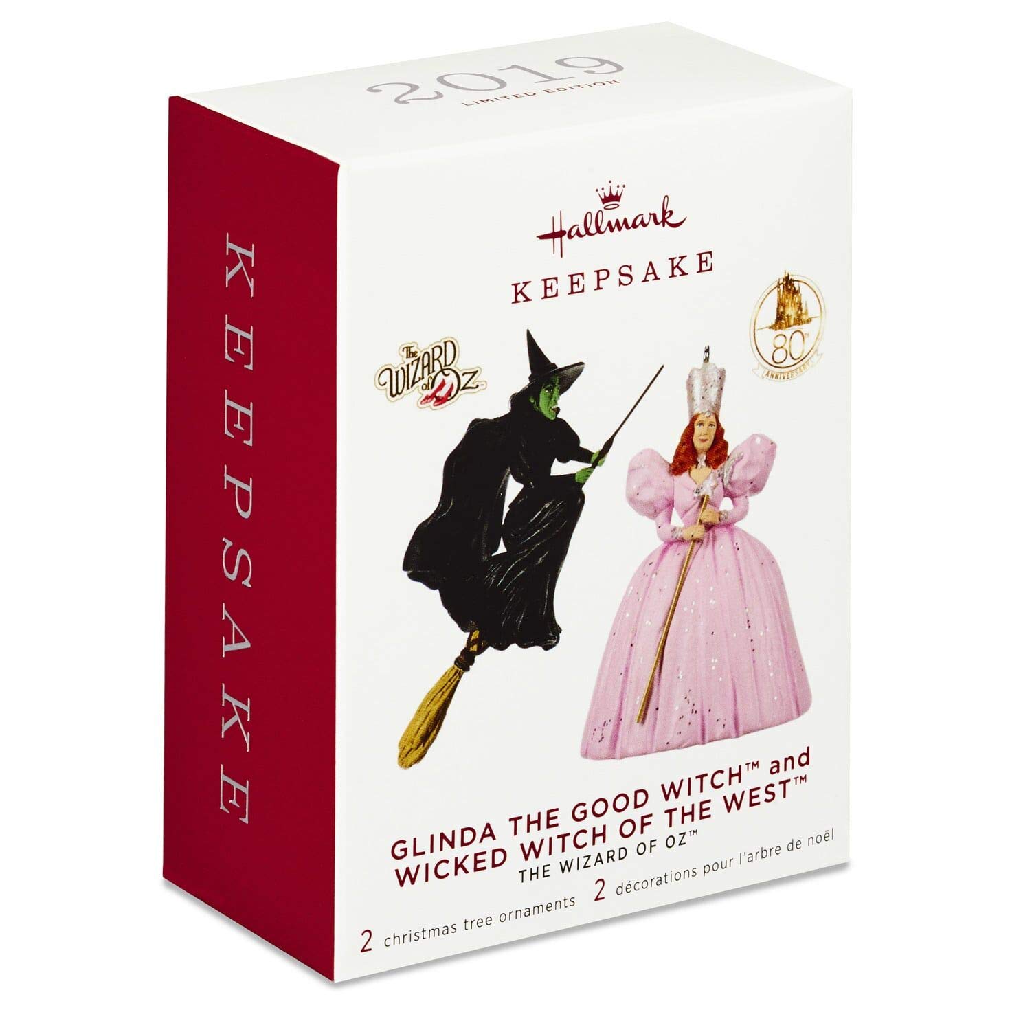 Hallmark Mini The Wizard of Oz Glinda The Good Witch and Wicked Witch of The West Christmas Ornaments Set of 2 - Movie Collectibles for Tree Decor, Gift for Fans, Holiday Home Decor