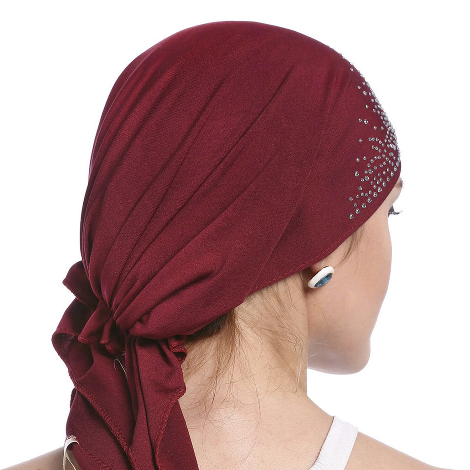 IPENNY Stretchy Chemo Beanie for Women - Soft Crystal Turban Head Wrap & Skull Cap for Hair Loss, Alopecia, Cancer Patients - Comfortable Headscarf for Daily Wear, Sleeping, and Outdoor Activities